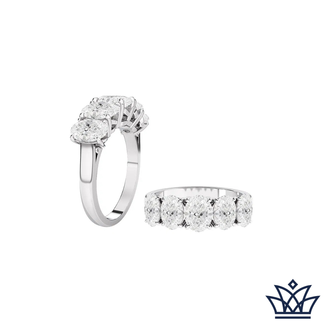 Oval Half Eternity Claw Set Diamond Ring