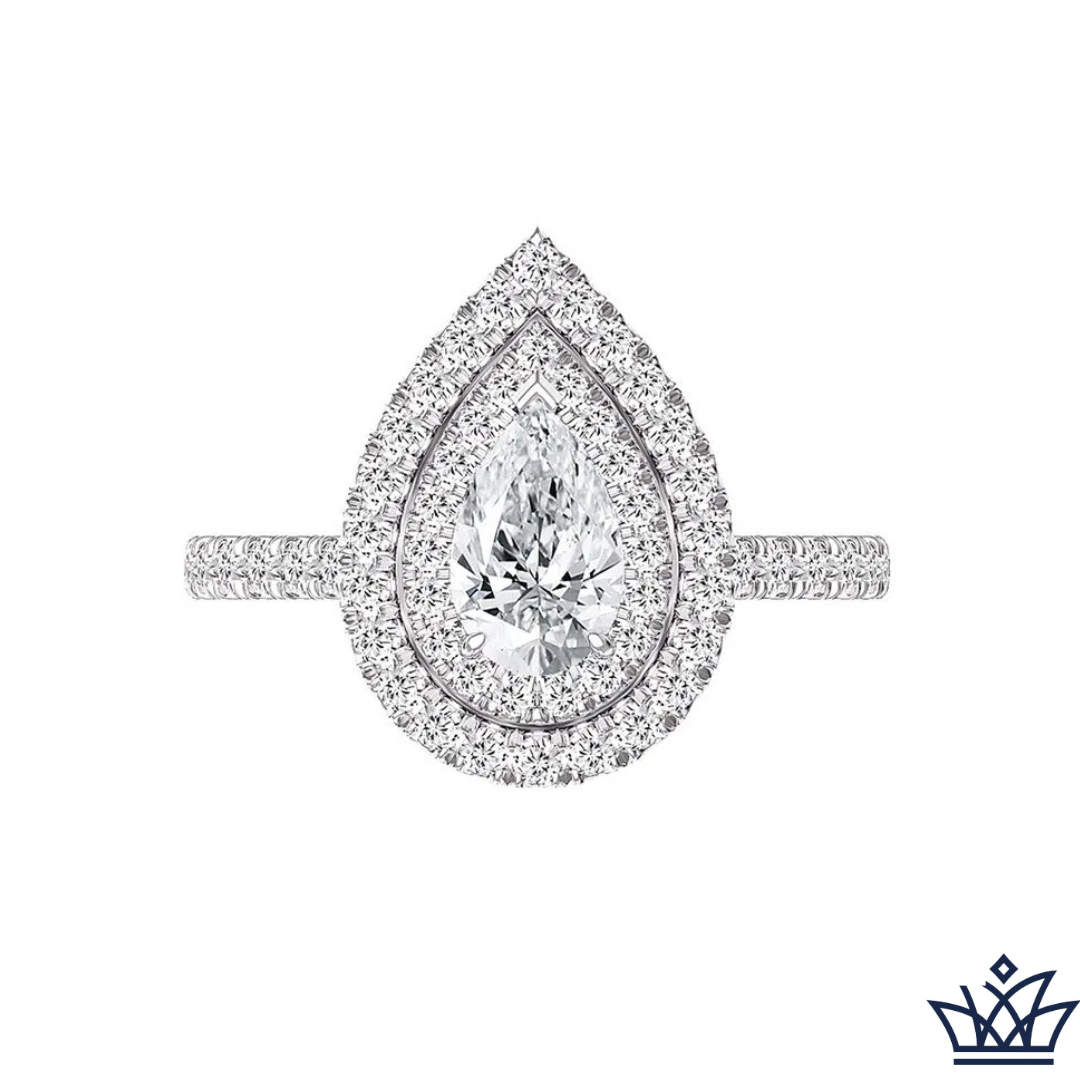 Double Halo Pear Shaped Engagement Ring