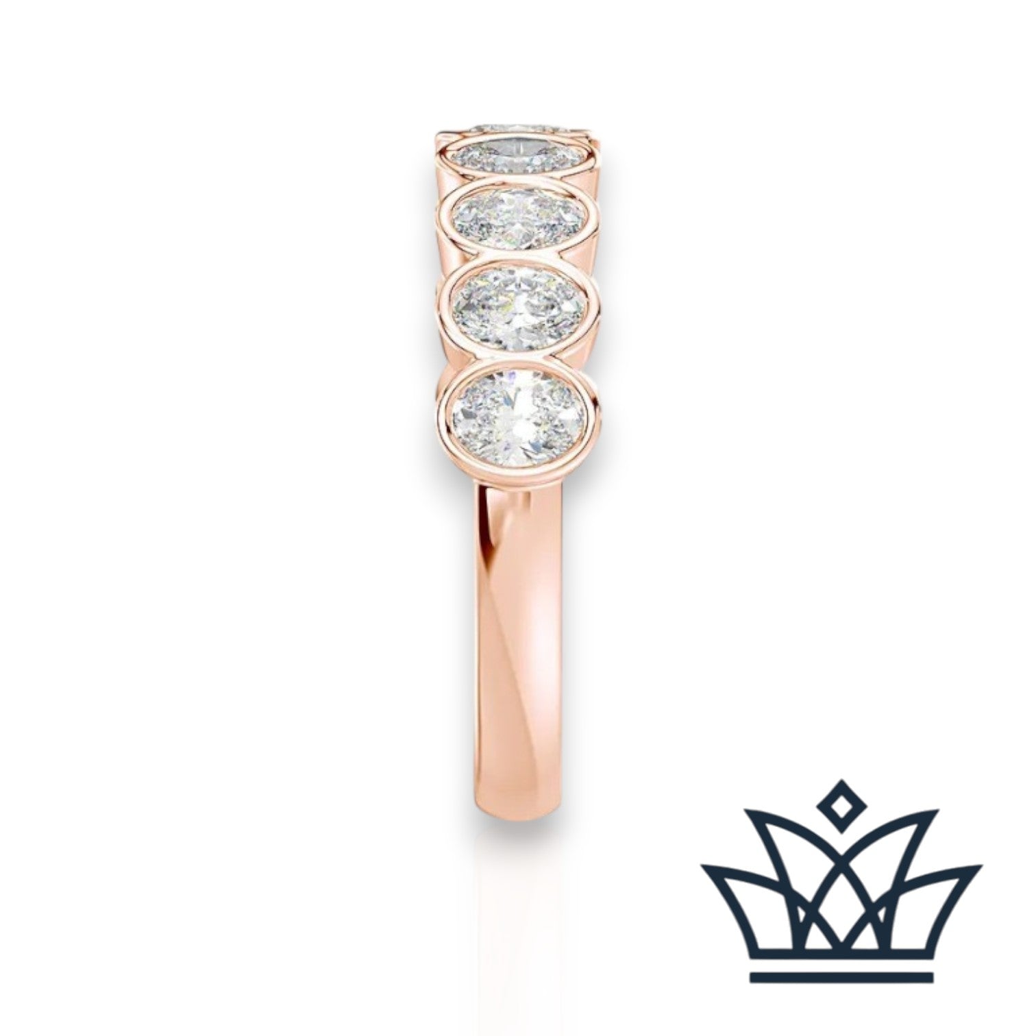 Hannah-Bezel Set Oval Wedding Ring