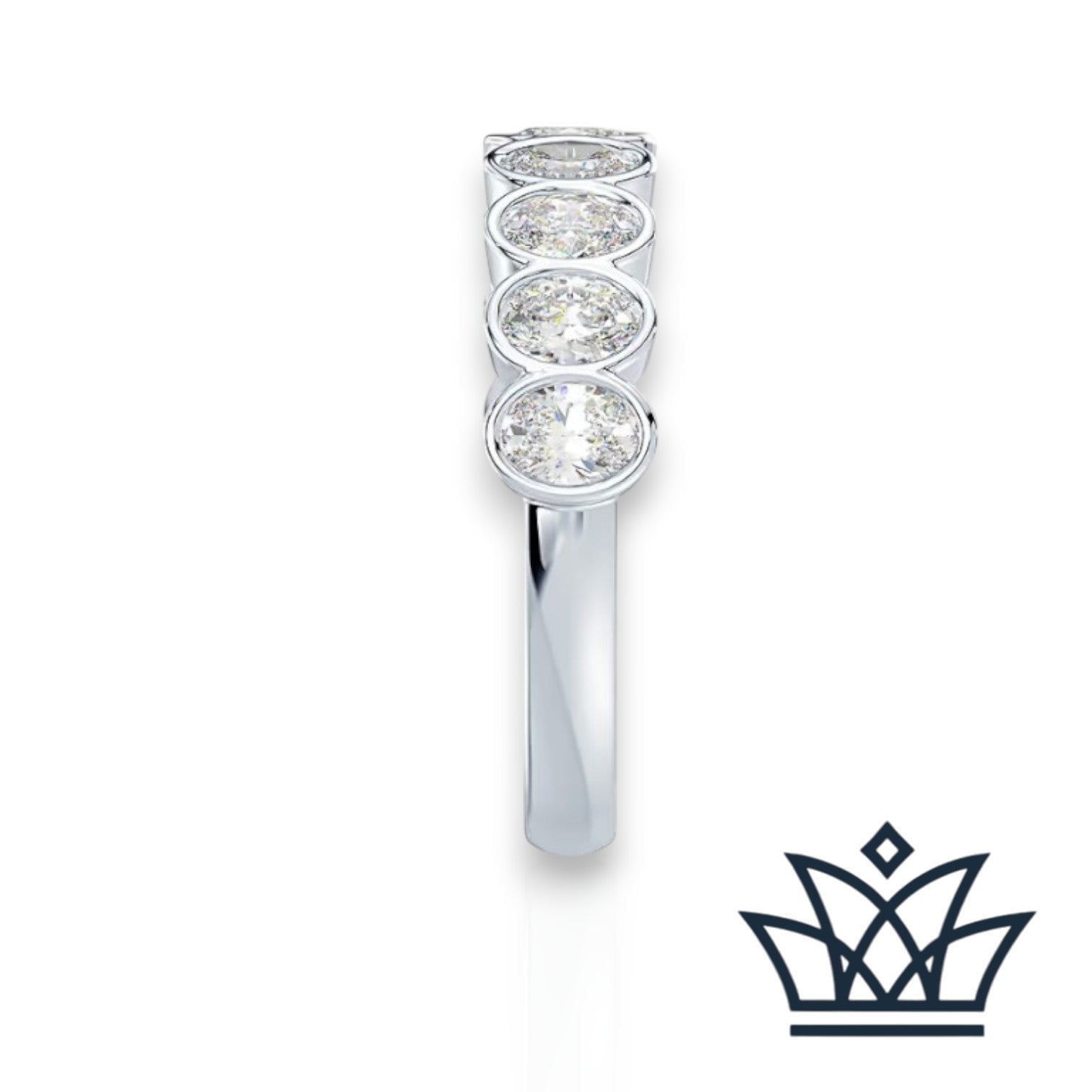 Hannah-Bezel Set Oval Wedding Ring