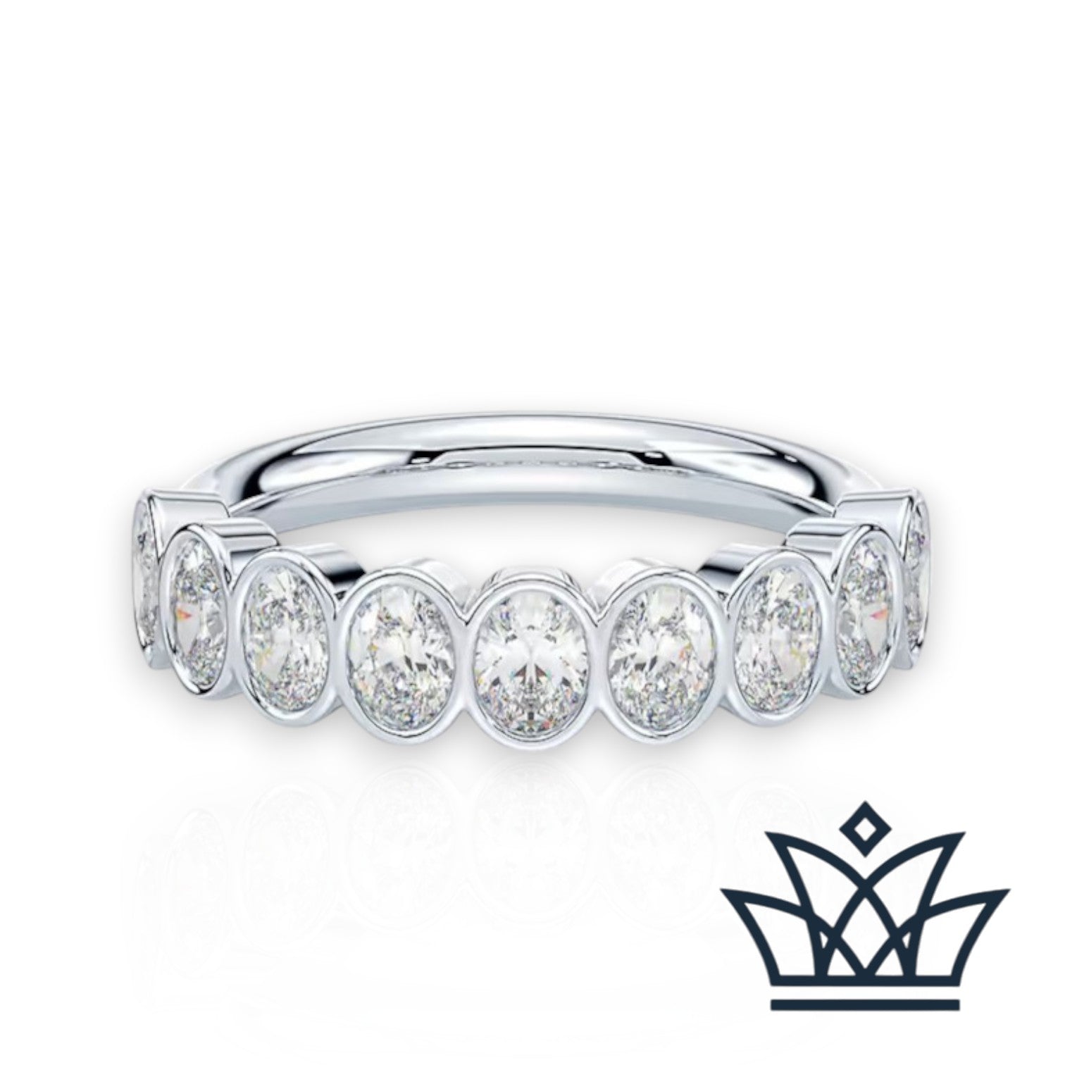 Hannah-Bezel Set Oval Wedding Ring