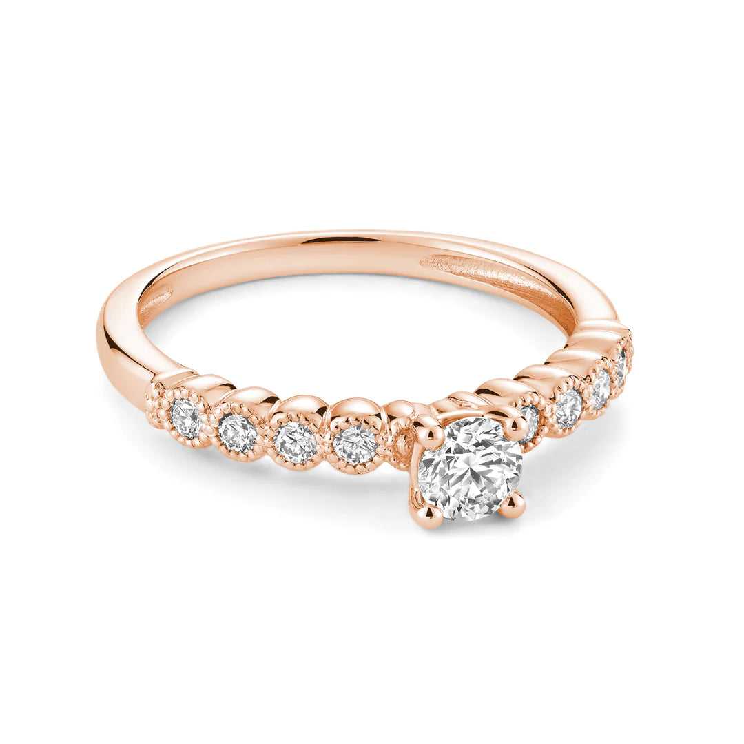 Solitaire Milgrain Diamond Engagement Ring