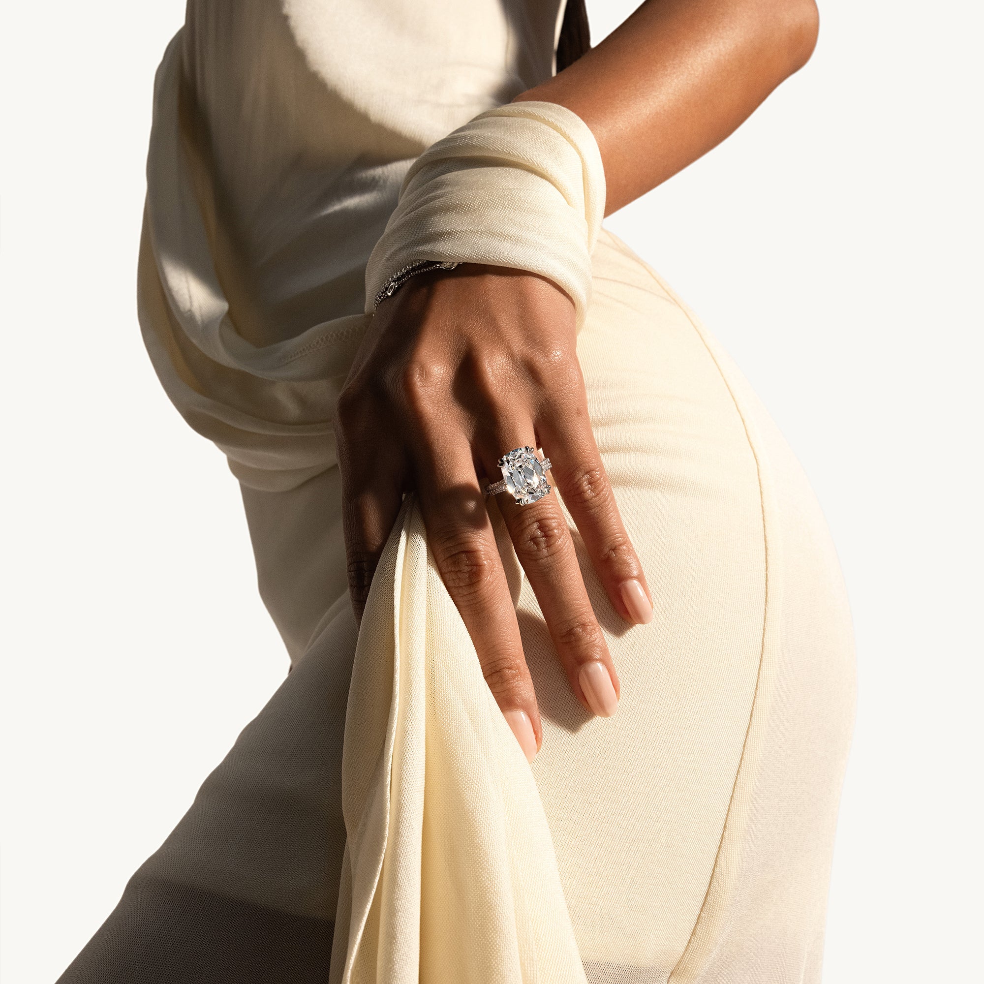High Jewelry | Elle Antique Cushion Solitaire Lab Diamond Engagement Ring