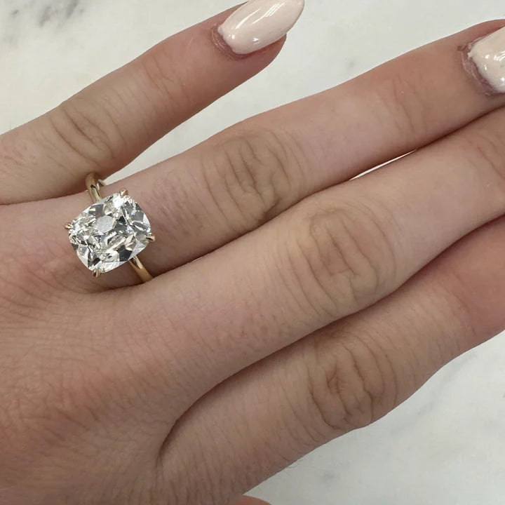 3.50 Carat Antique Cushion Cut Diamond Engagement Ring
