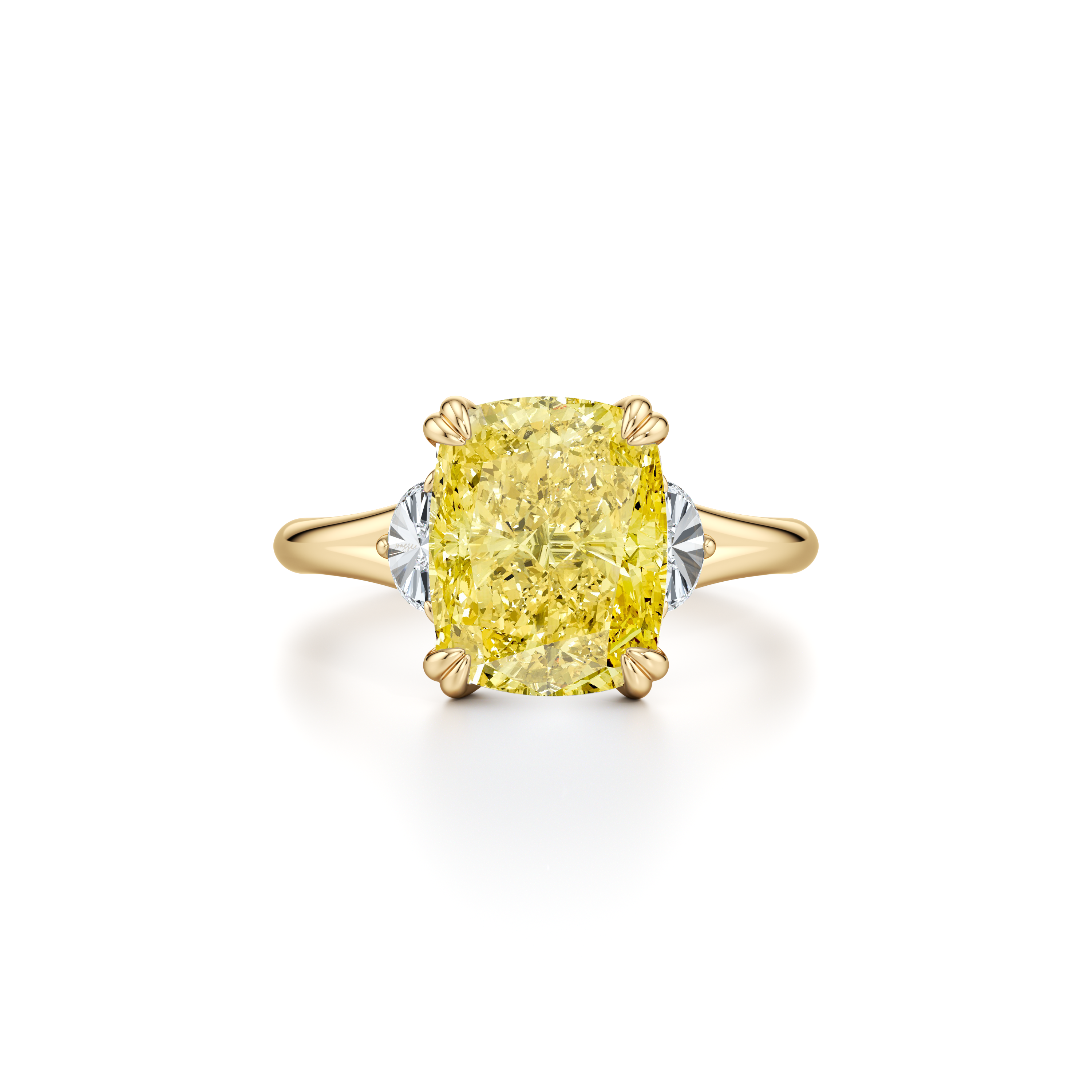 Precious Metal:18k Yellow Gold;Cut Shape:Elongated Cushion