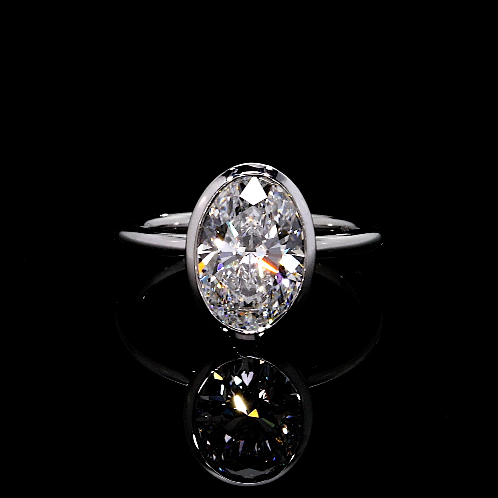 Audrey Oval Cut Bezel Lab Diamond Engagement Ring