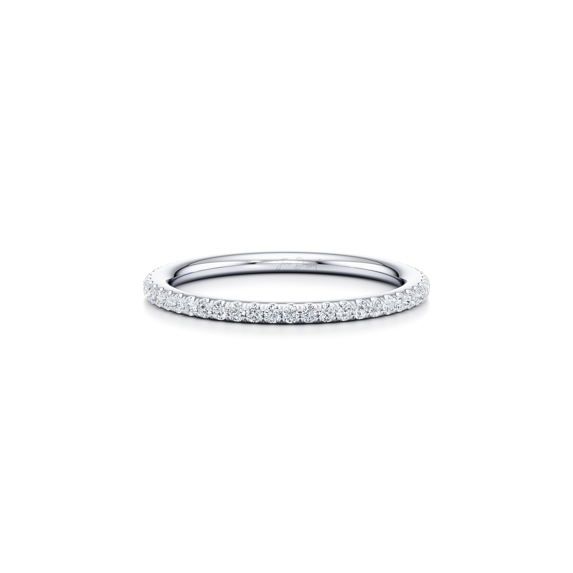Kate Lab Diamond Wedding Band 18k White Gold One Row Eternity 3/4 View|Precious Metal:18k White Gold;Band Style:One Row Eternity