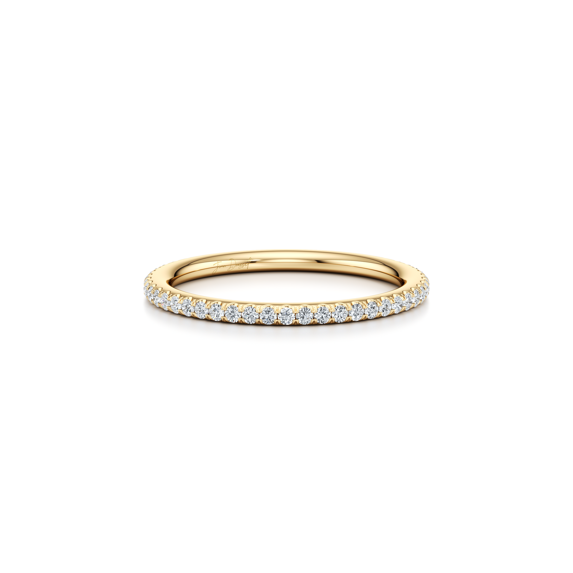 Kate Lab Diamond Wedding Band 18k Yellow Gold One Row Eternity 3/4 View|Precious Metal:18k Yellow Gold;Band Style:One Row Eternity
