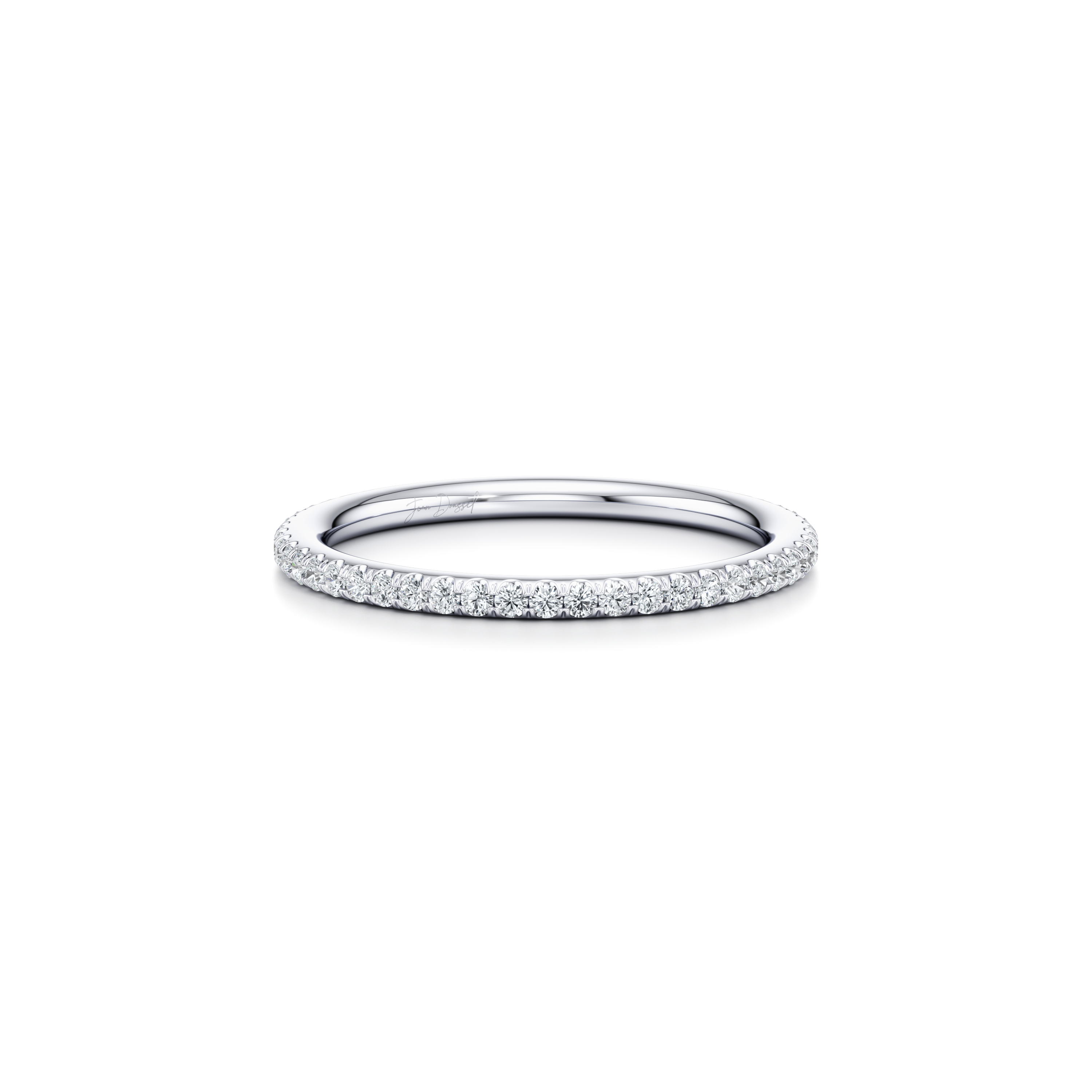 Kate Lab Diamond Wedding Band Platinum One Row Aerial 3/4 View|Precious Metal:Platinum;Band Style:One Row Aerial