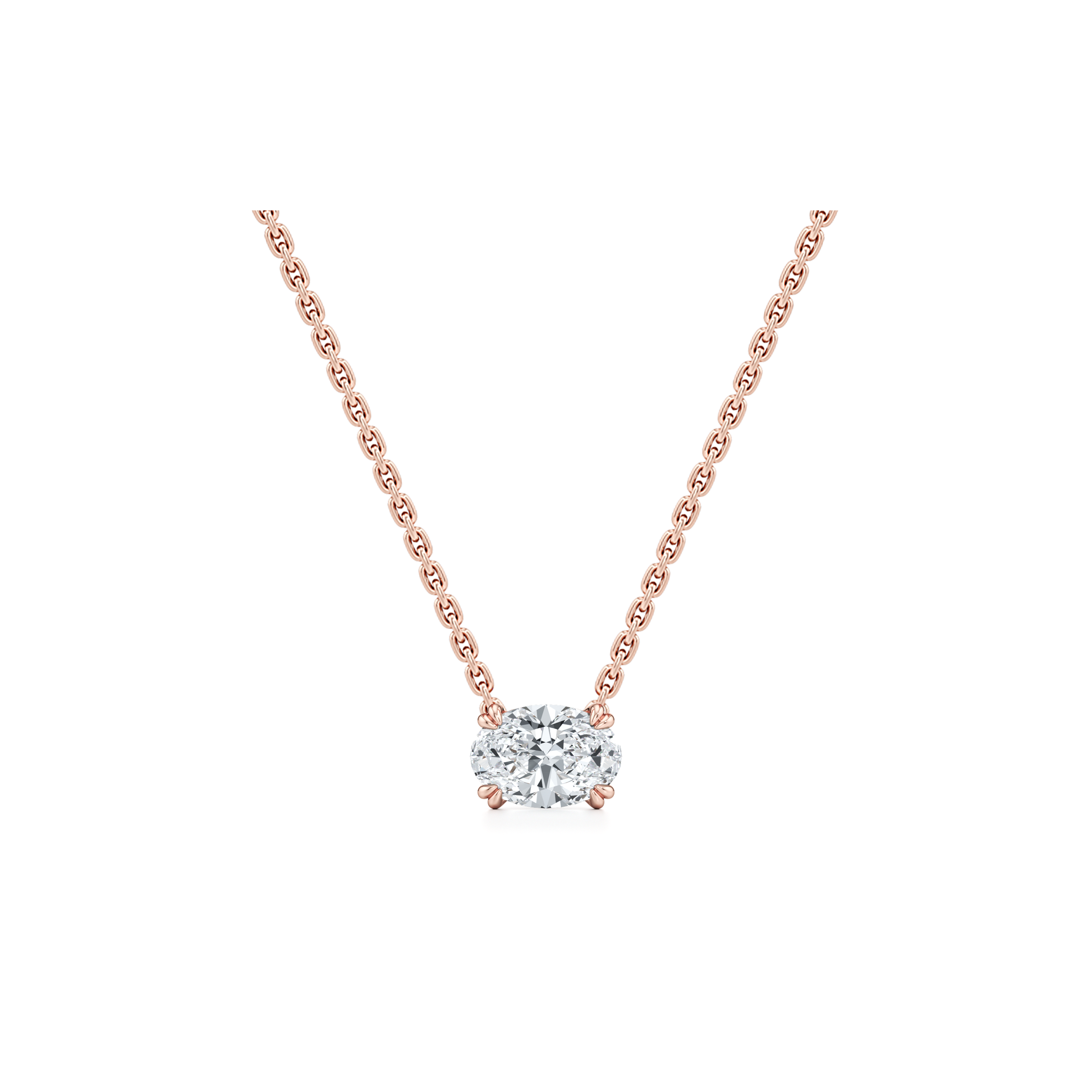 Elle Oval Pendant 18k Rose Gold 1 CTW Front View|Precious Metal:18k Rose Gold;Total Carat Weight:1 CTW;