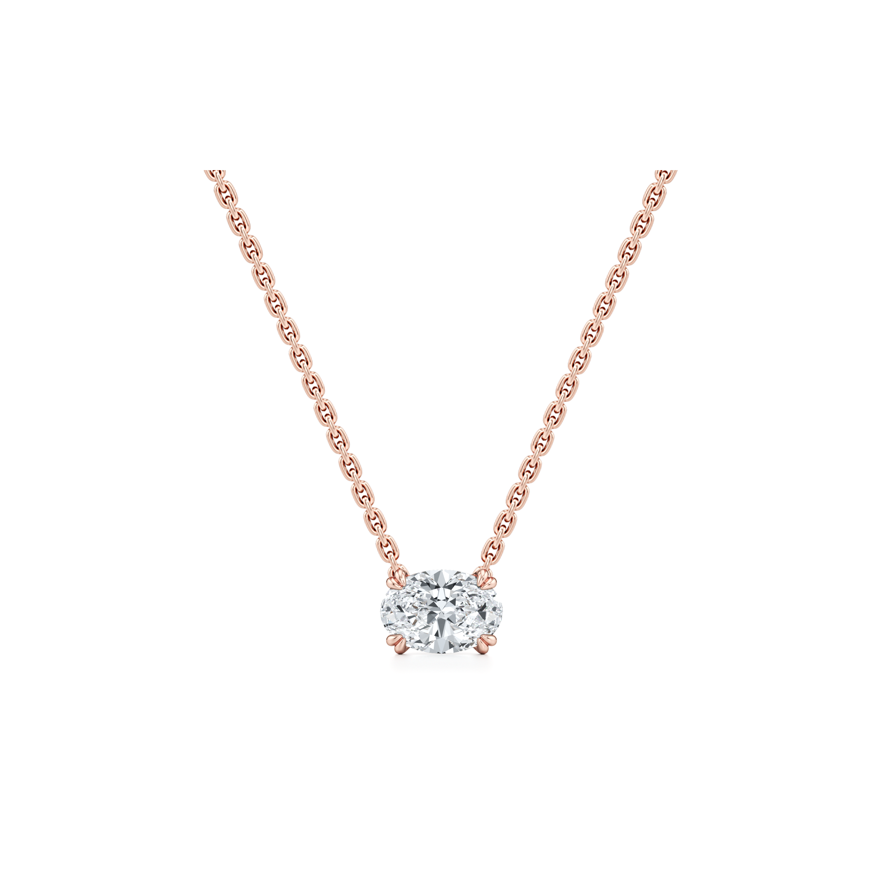 Elle Oval Pendant 18k Rose Gold 1 CTW Front View|Precious Metal:18k Rose Gold;Total Carat Weight:1 CTW;