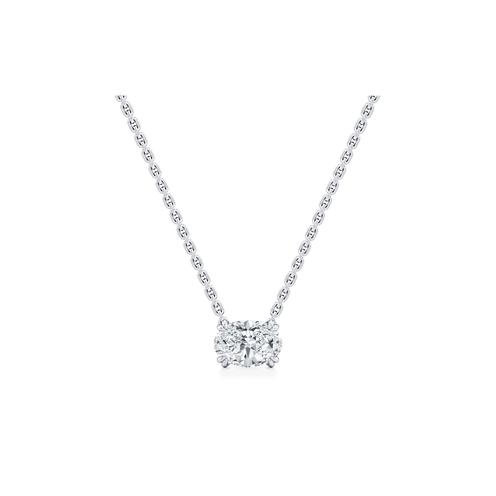 Elle Oval Pendant 18k White Gold 1 CTW Front View|Precious Metal:18k White Gold;Total Carat Weight:1 CTW;
