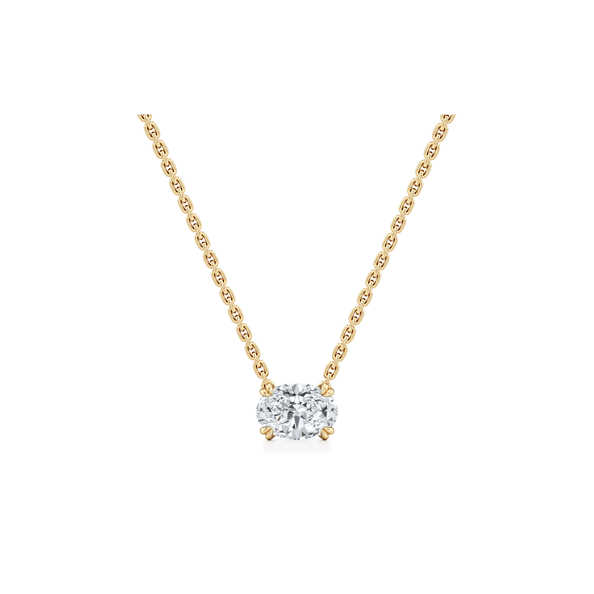 Elle Oval Pendant 18k Yellow Gold 1 CTW Front View|Precious Metal:18k Yellow Gold;Total Carat Weight:1 CTW;