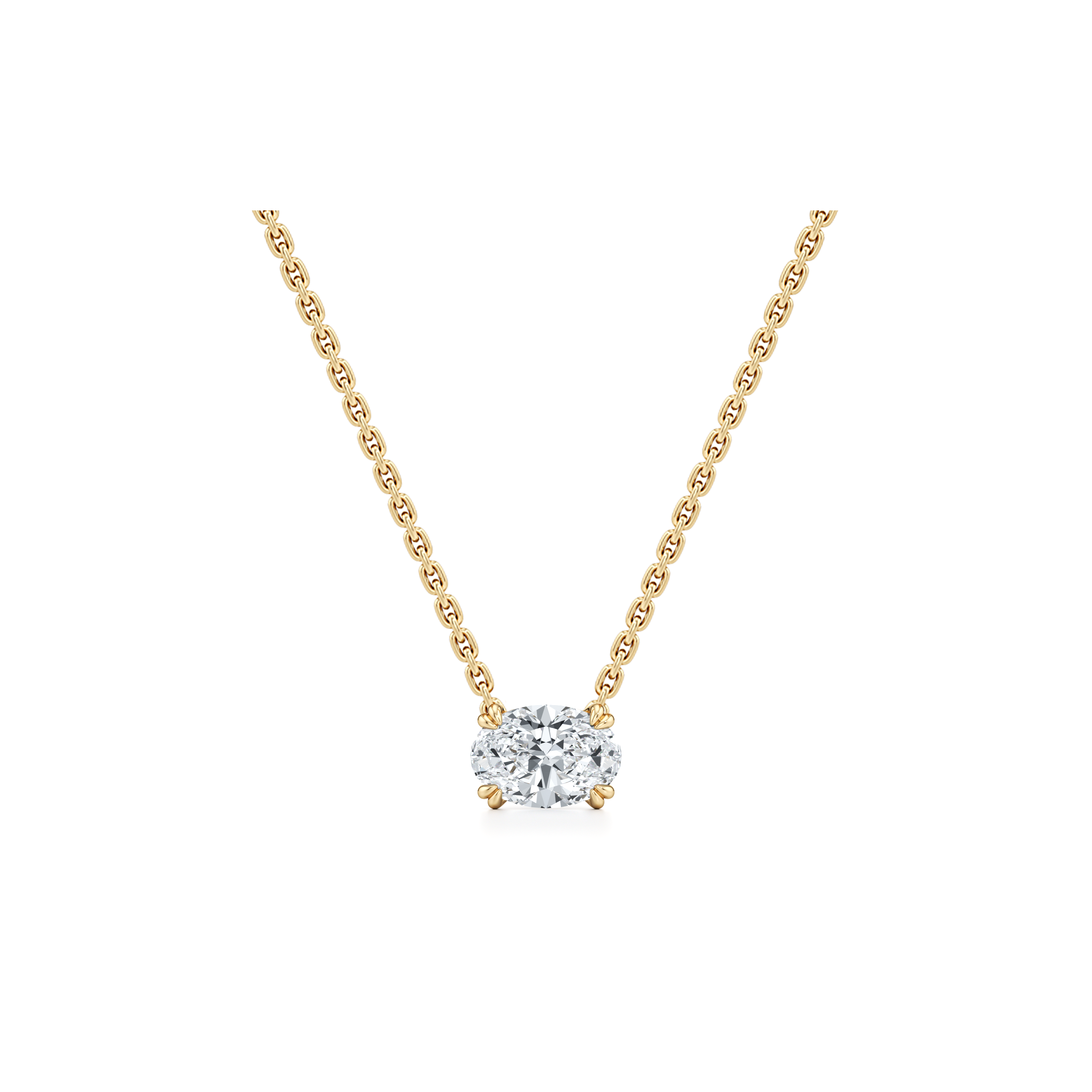 Elle Oval Pendant 18k Yellow Gold 1 CTW Front View|Precious Metal:18k Yellow Gold;Total Carat Weight:1 CTW;