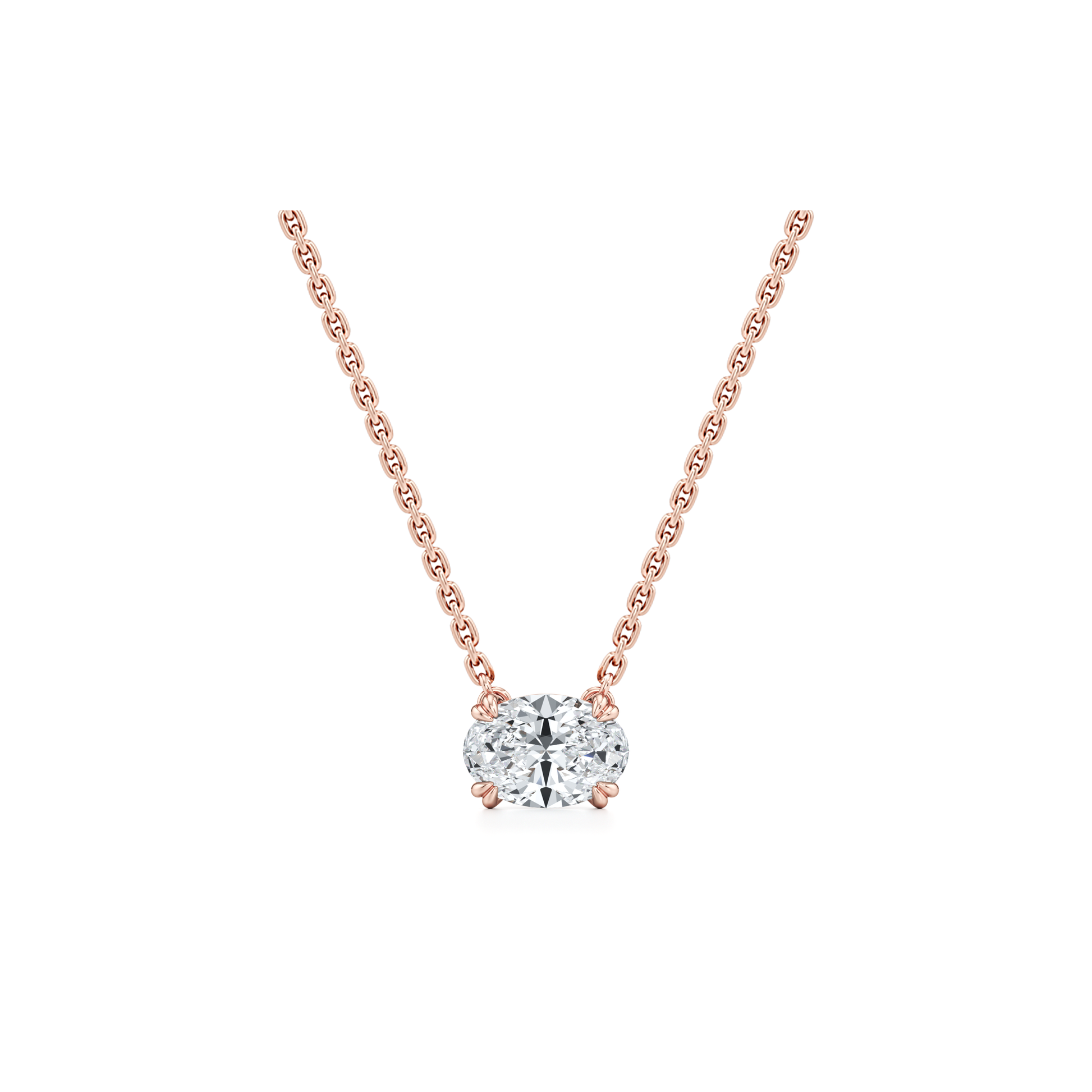 Elle Oval Pendant 18k Rose Gold 1.5 CTW Front View|Precious Metal:18k Rose Gold;Total Carat Weight:1.5 CTW;