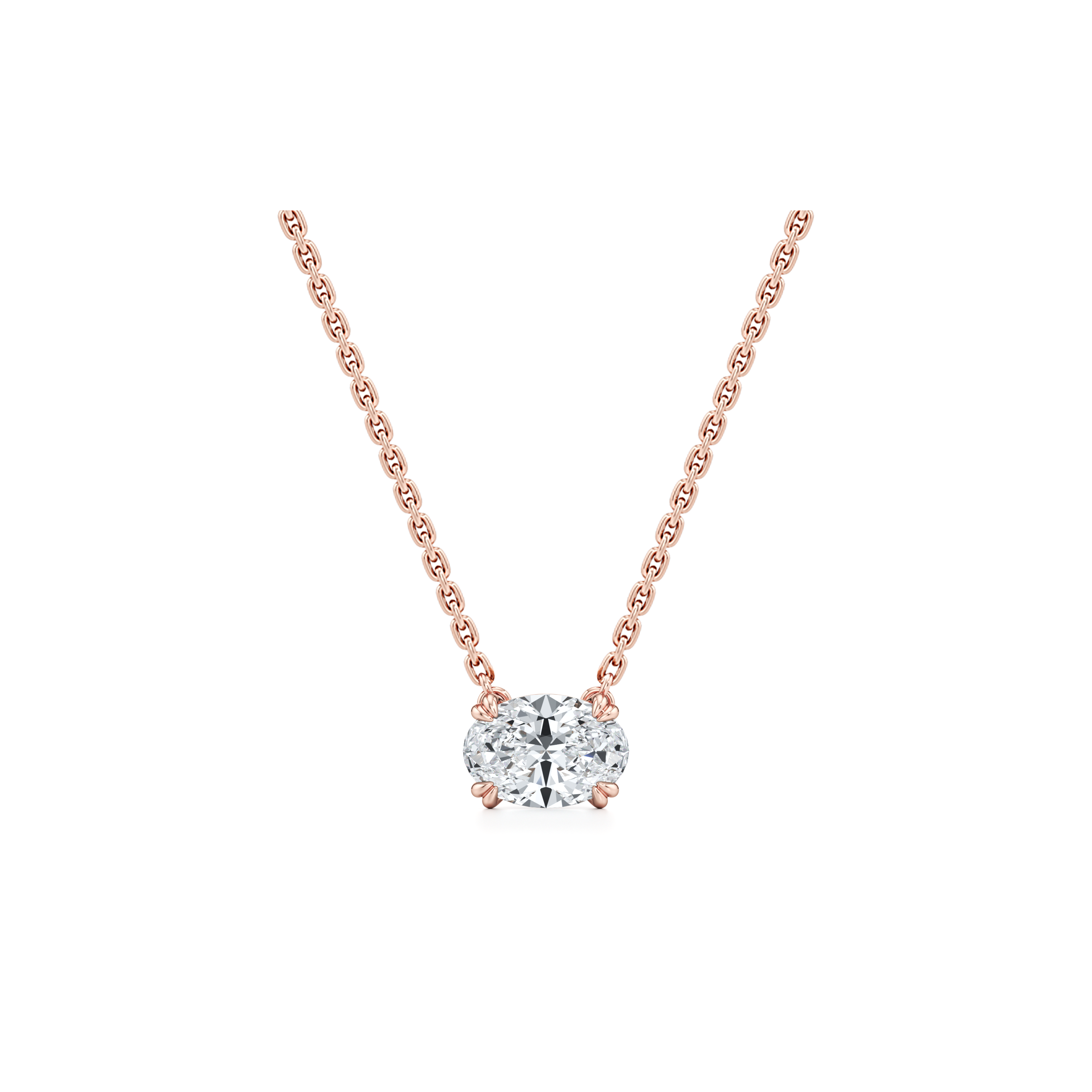 Elle Oval Pendant 18k Rose Gold 1.5 CTW Front View|Precious Metal:18k Rose Gold;Total Carat Weight:1.5 CTW;