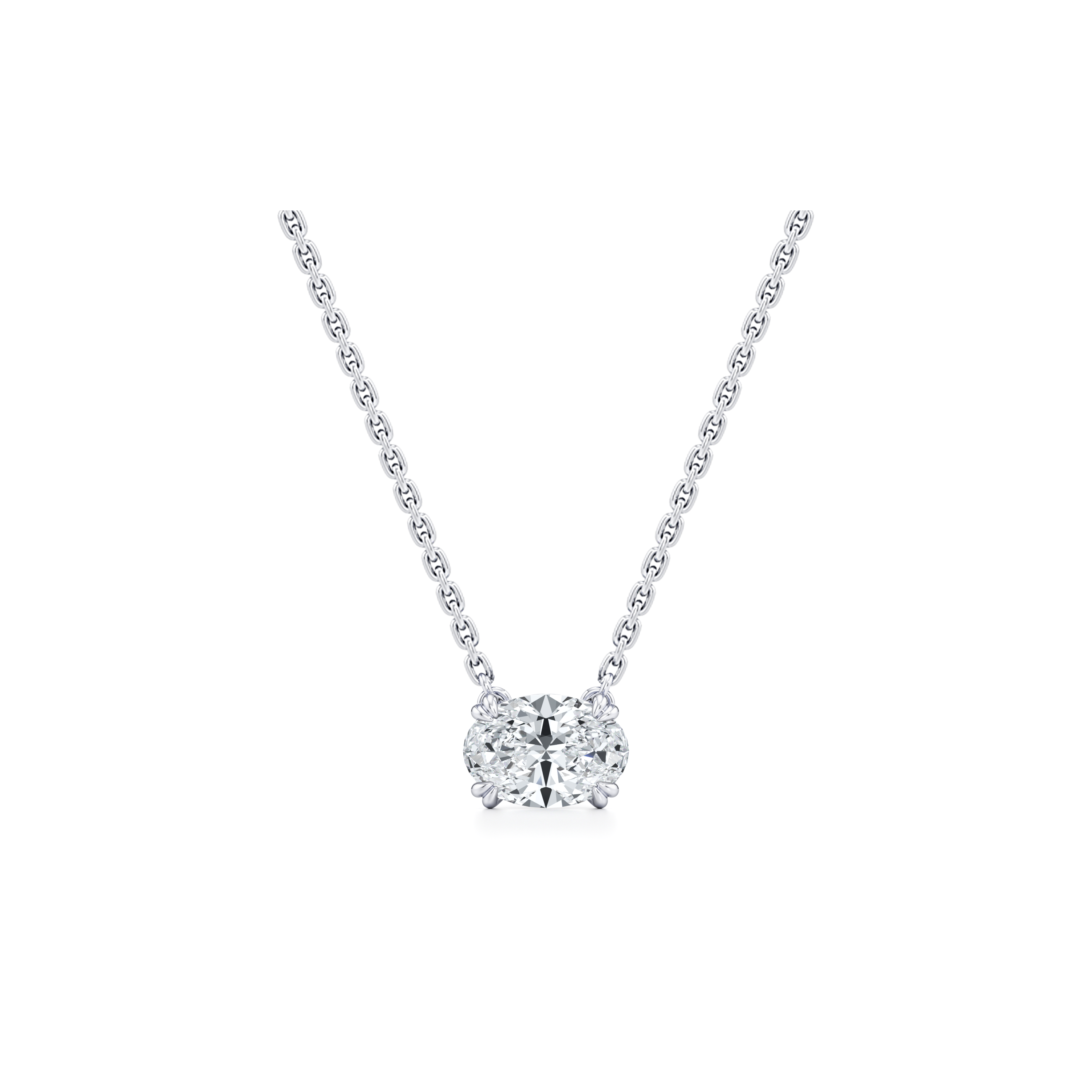 Elle Oval Pendant 18k White Gold 1.5 CTW Front View|Precious Metal:18k White Gold;Total Carat Weight:1.5 CTW;