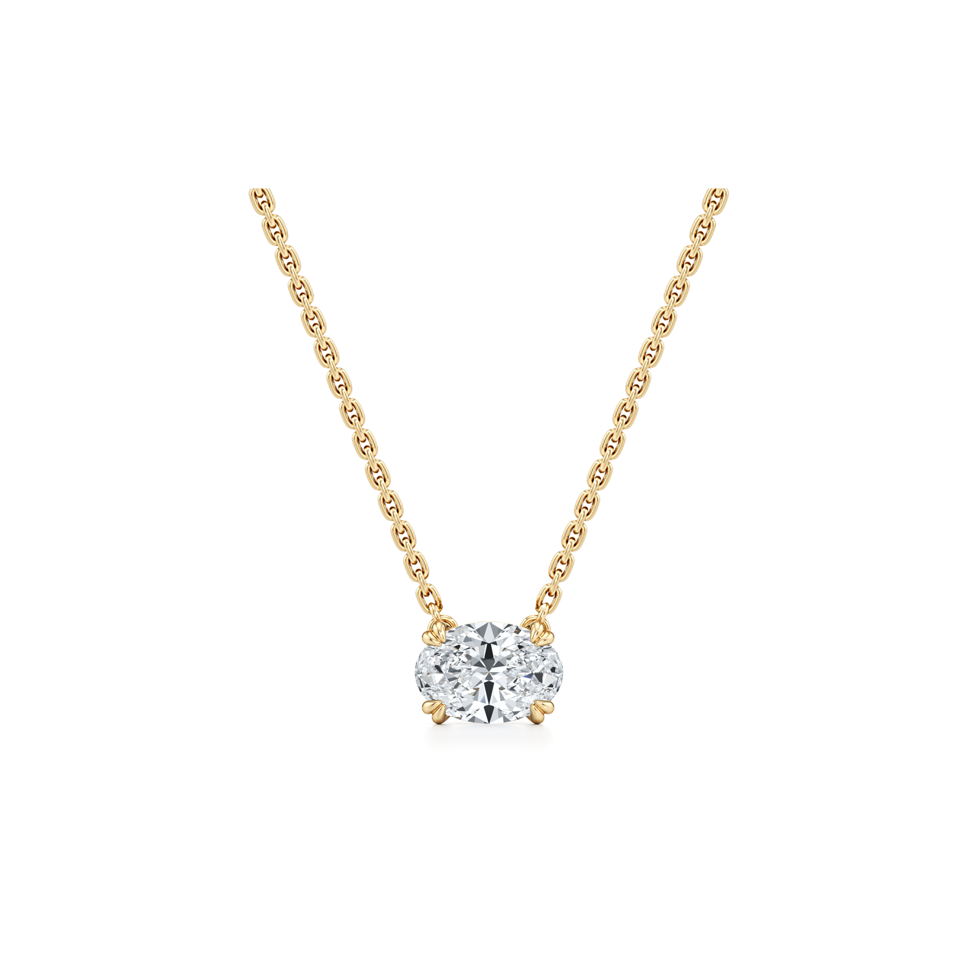 Elle Oval Pendant 18k Yellow Gold 1.5 CTW Front View|Precious Metal:18k Yellow Gold;Total Carat Weight:1.5 CTW;