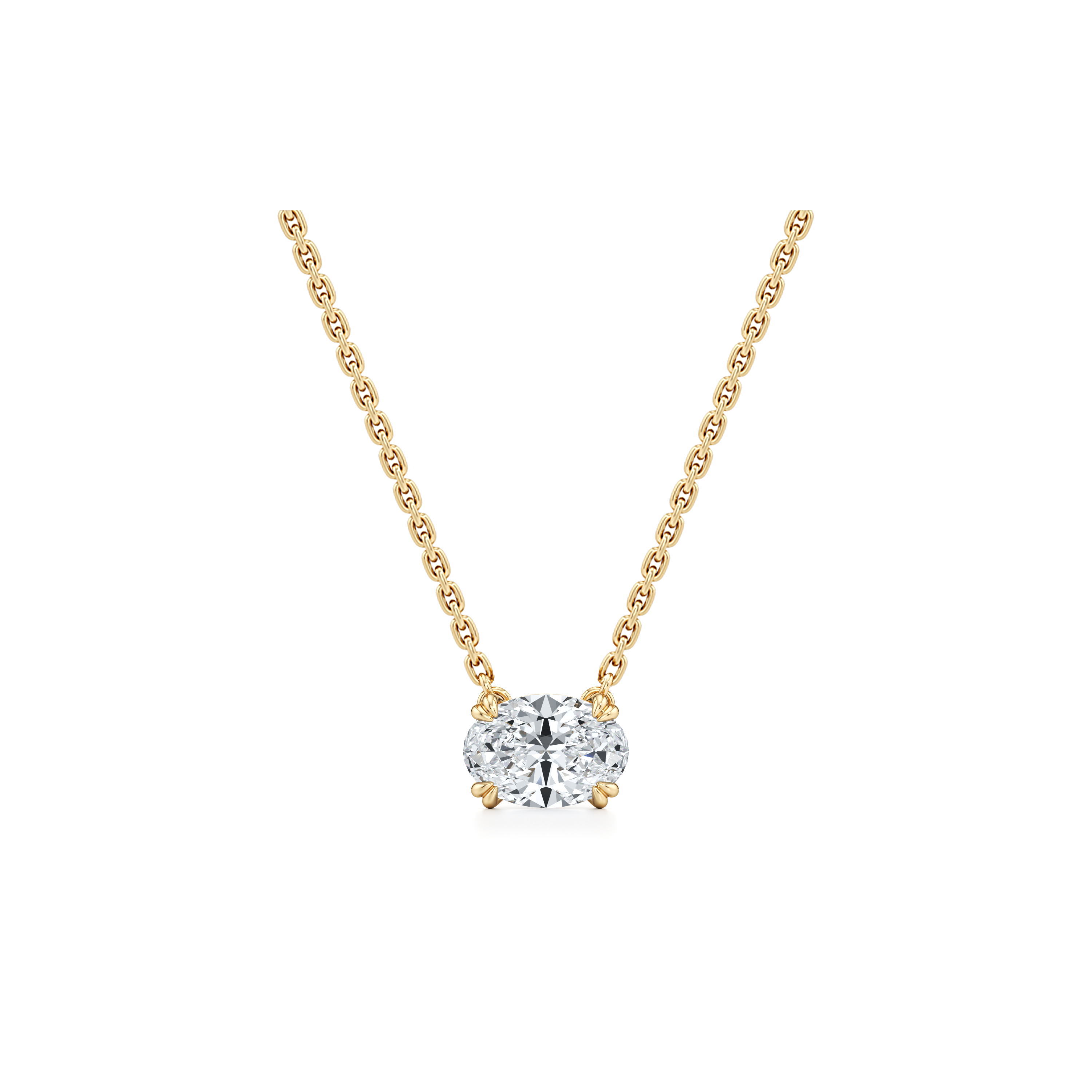 Elle Oval Pendant 18k Yellow Gold 1.5 CTW Front View|Precious Metal:18k Yellow Gold;Total Carat Weight:1.5 CTW;