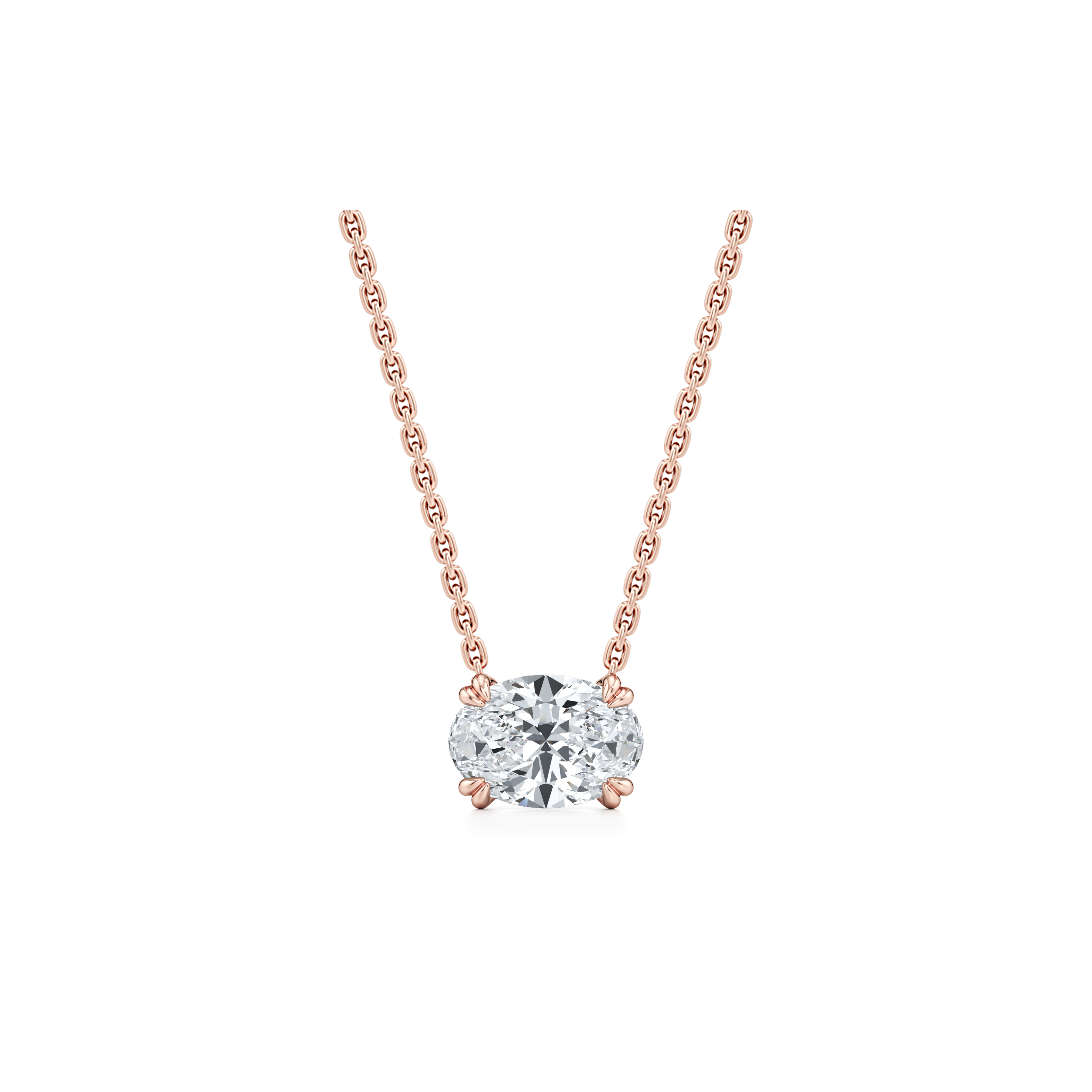 Elle Oval Pendant 18k Rose Gold 2 CTW Front View|Precious Metal:18k Rose Gold;Total Carat Weight:2 CTW;