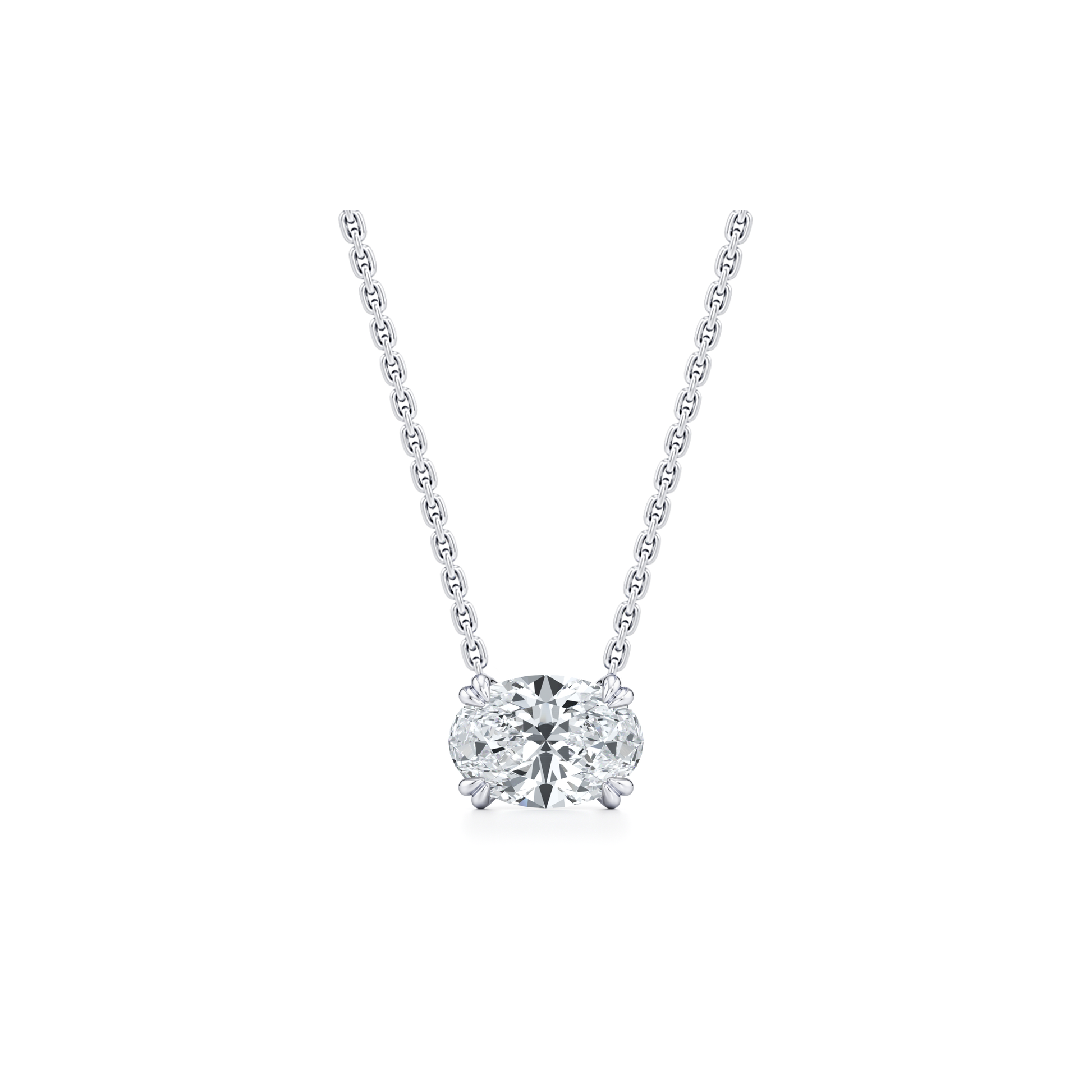 Elle Oval Pendant Platinum 2 CTW Front View|Precious Metal:Platinum;Total Carat Weight:2 CTW;