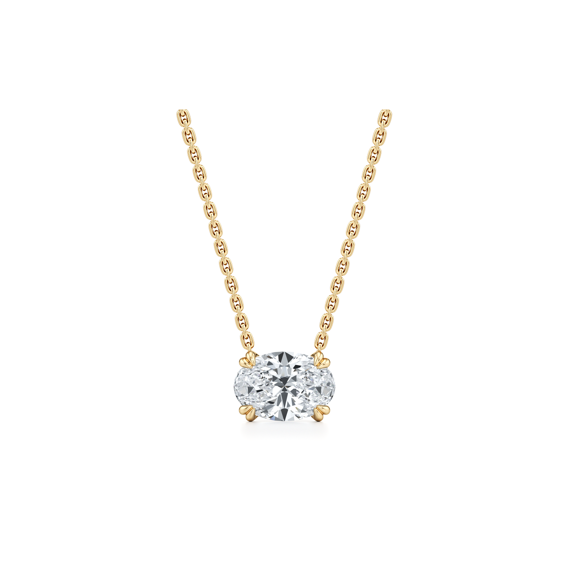 Elle Oval Pendant 18k Yellow Gold 2 CTW Front View|Precious Metal:18k Yellow Gold;Total Carat Weight:2 CTW;