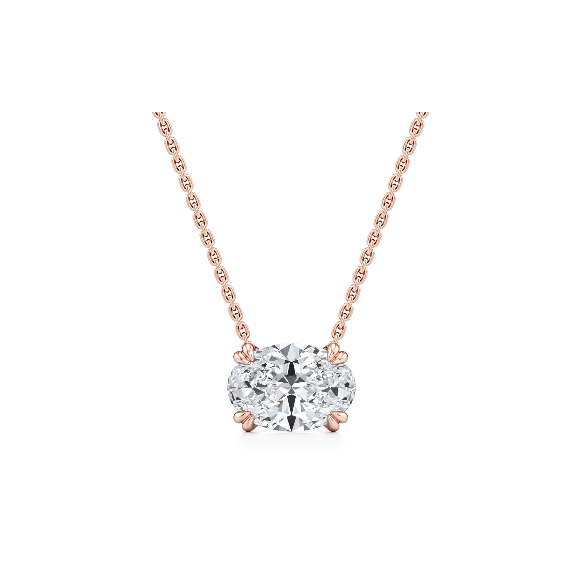 Elle Oval Pendant 18k Rose Gold 4 CTW Front View|Precious Metal:18k Rose Gold;Total Carat Weight:4 CTW;