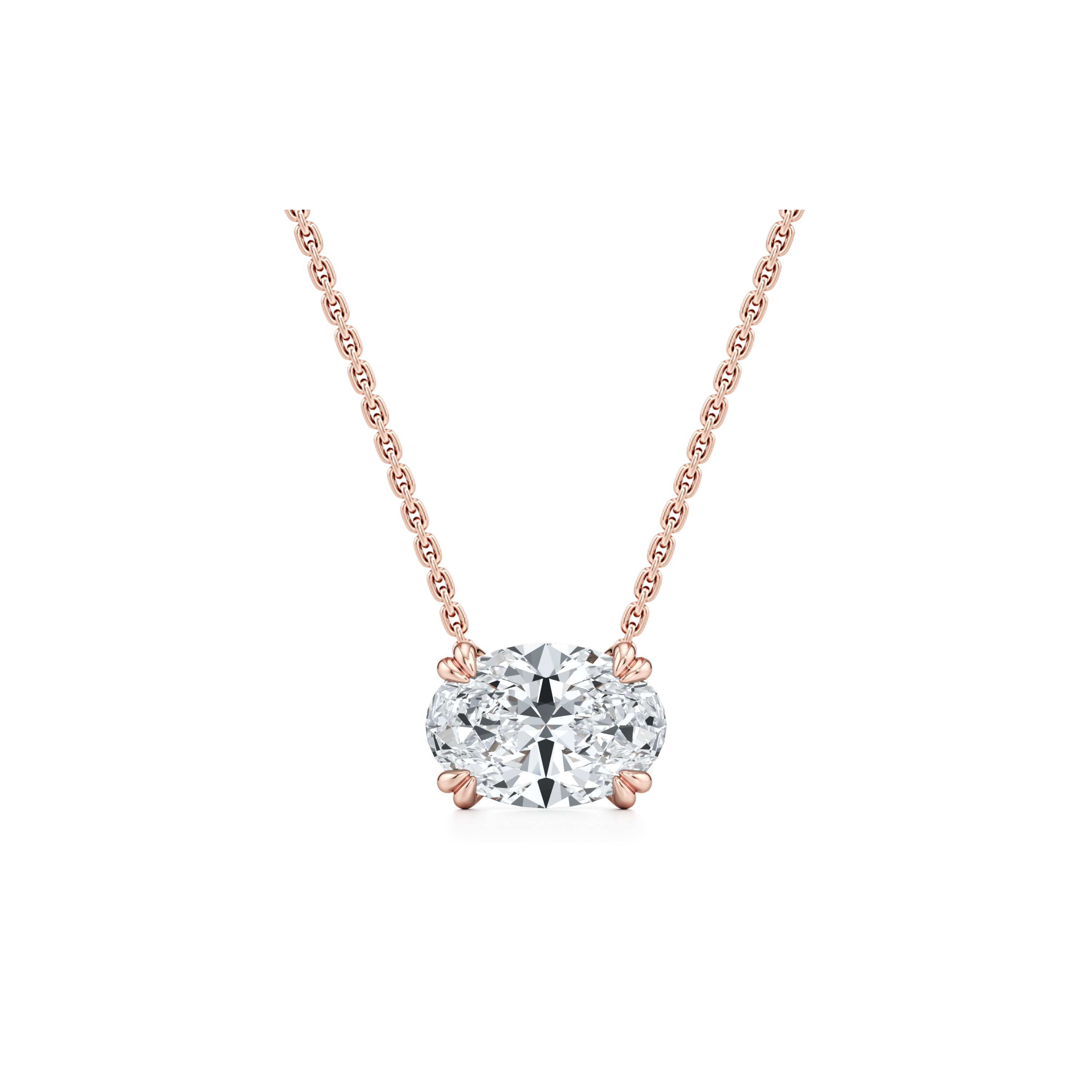 Elle Oval Pendant 18k Rose Gold 4 CTW Front View|Precious Metal:18k Rose Gold;Total Carat Weight:4 CTW;