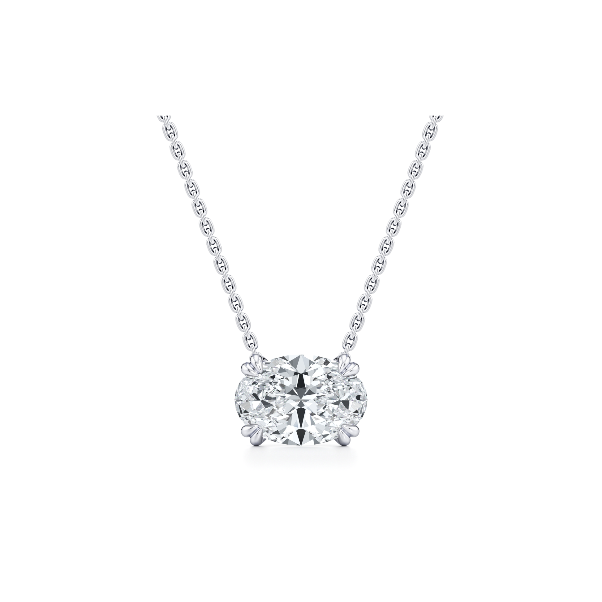Elle Oval Pendant Platinum 4 CTW Front View|Precious Metal:Platinum;Total Carat Weight:4 CTW;