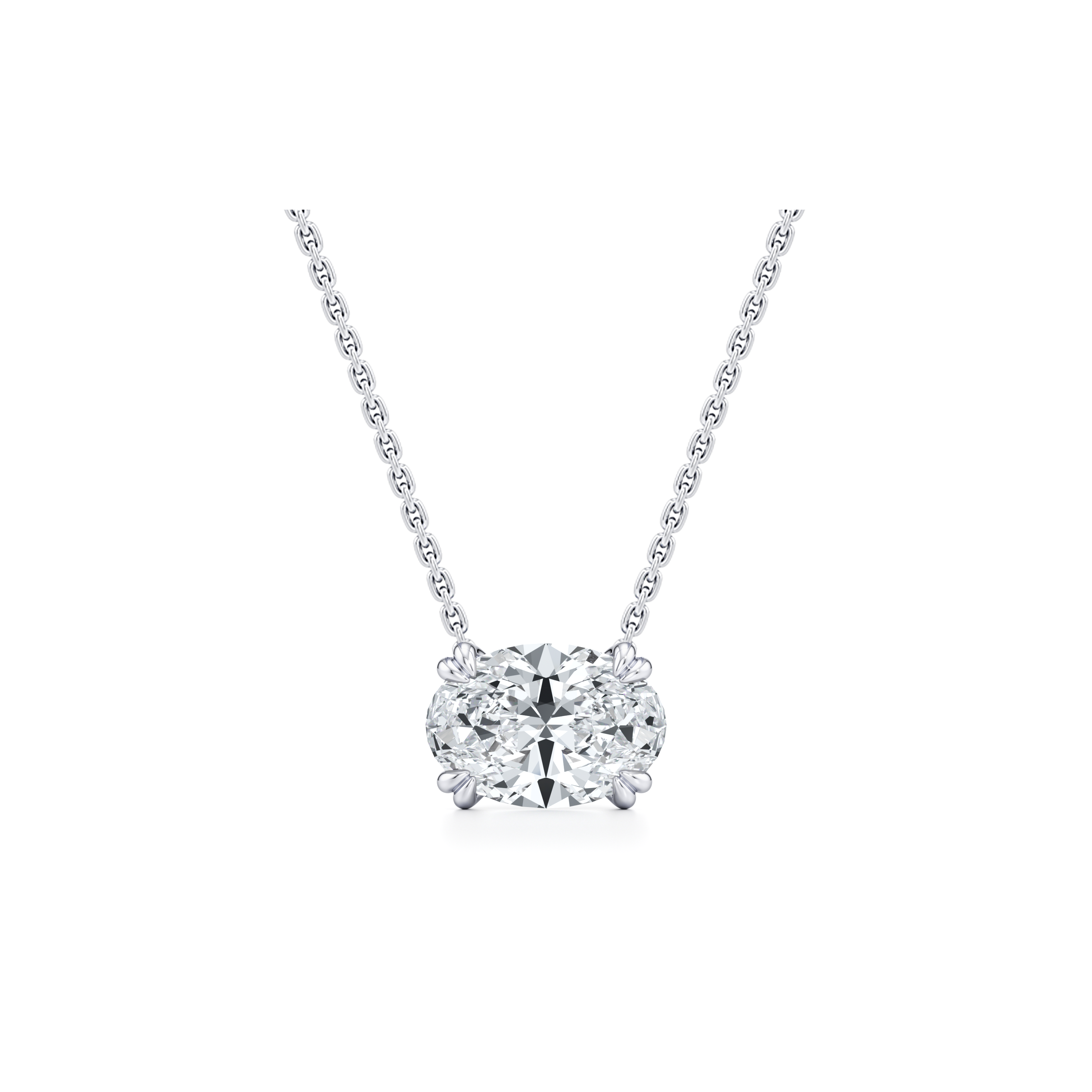 Elle Oval Pendant 18k White Gold 4 CTW Front View|Precious Metal:18k White Gold;Total Carat Weight:4 CTW;