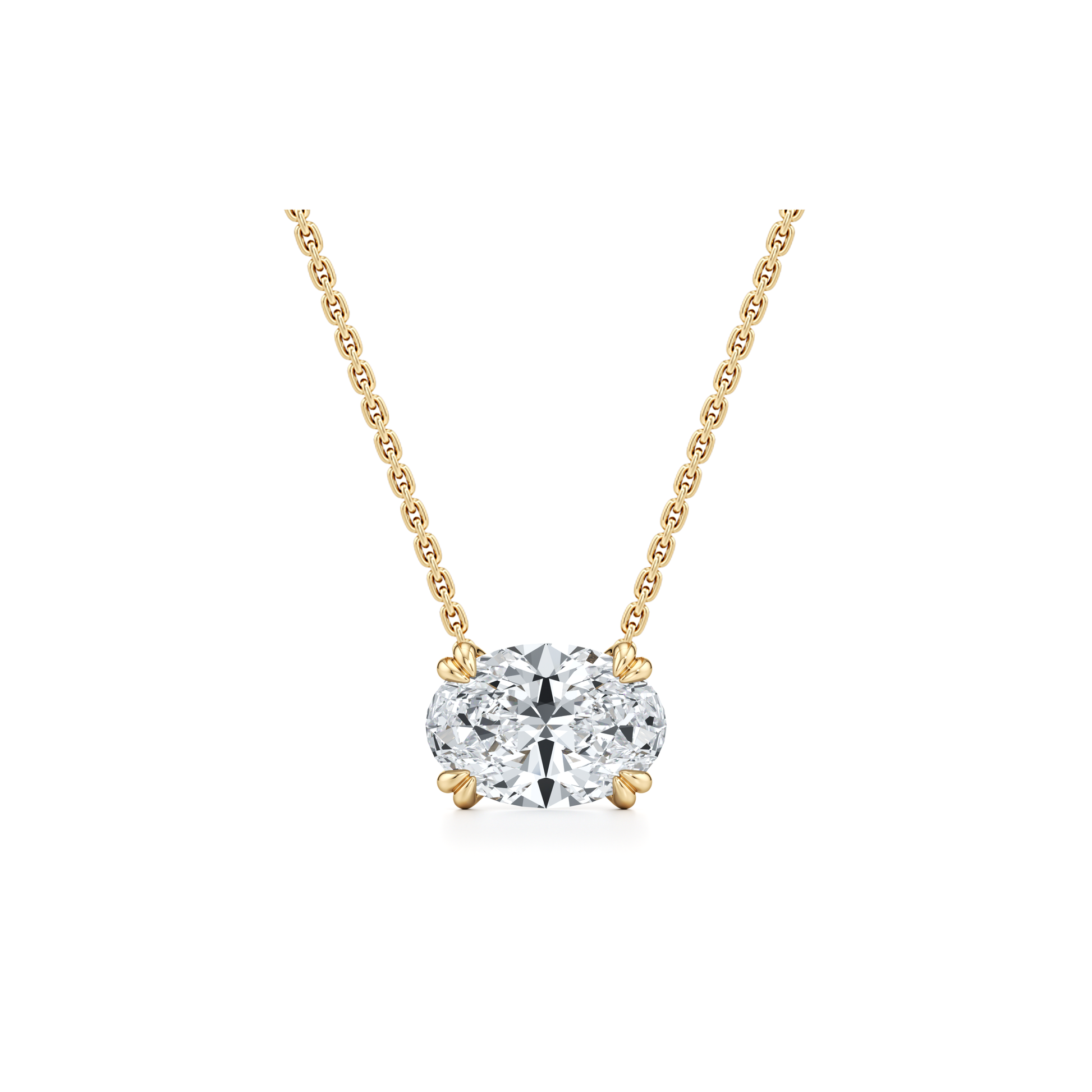 Elle Oval Pendant 18k Yellow Gold 4 CTW Front View|Precious Metal:18k Yellow Gold;Total Carat Weight:4 CTW;