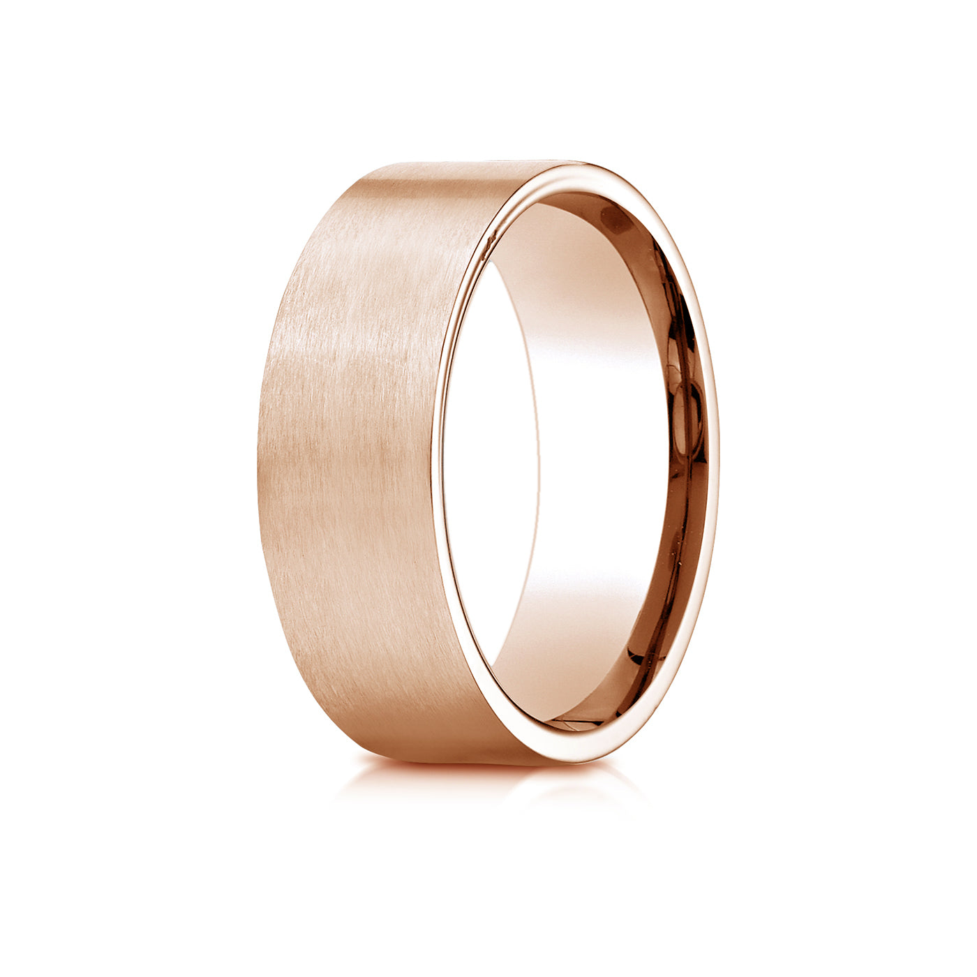 Precious Metal:18k Rose Gold;Finish:Satin Finished;Band Width:8mm