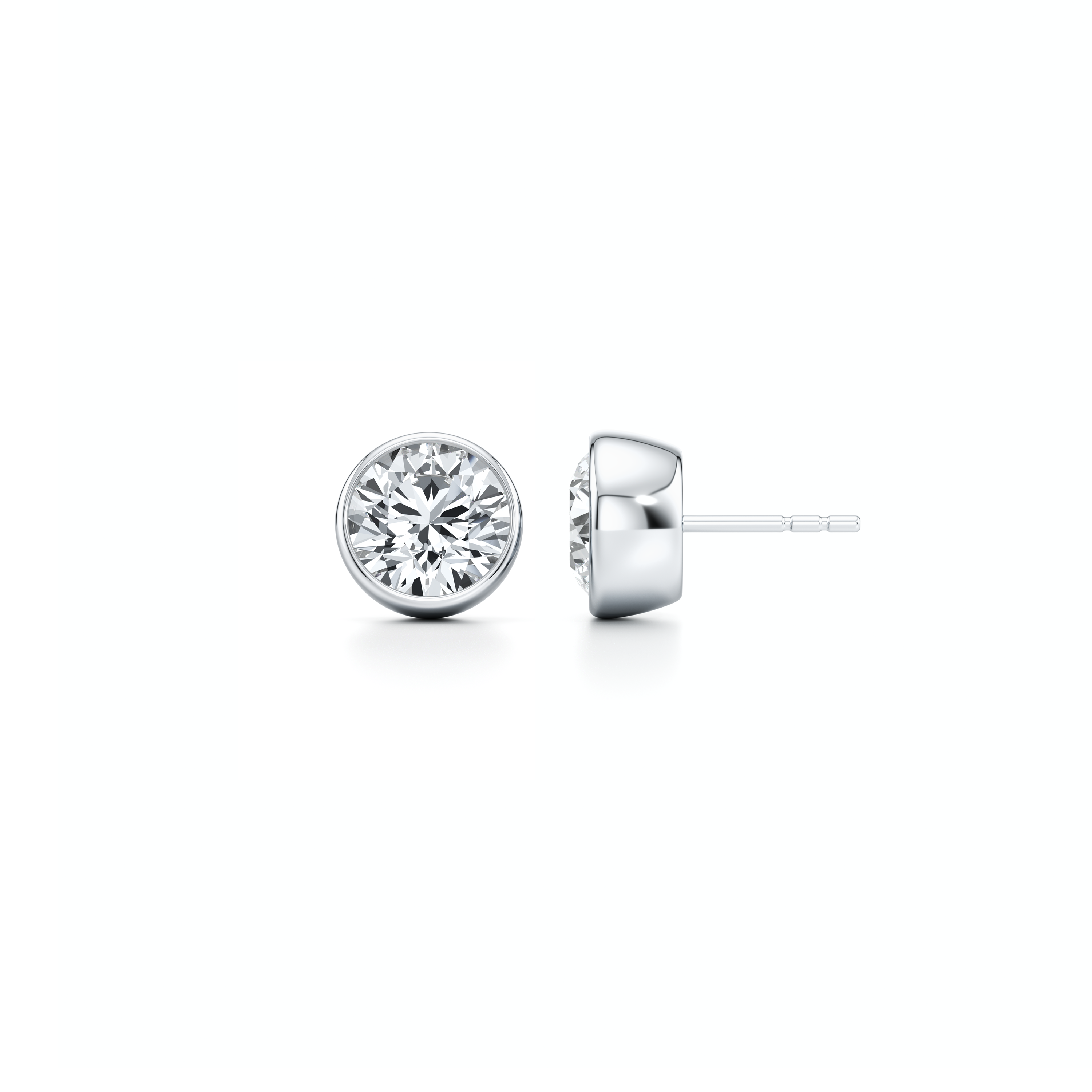 Bezel Set Lab Diamond Round Brilliant Studs