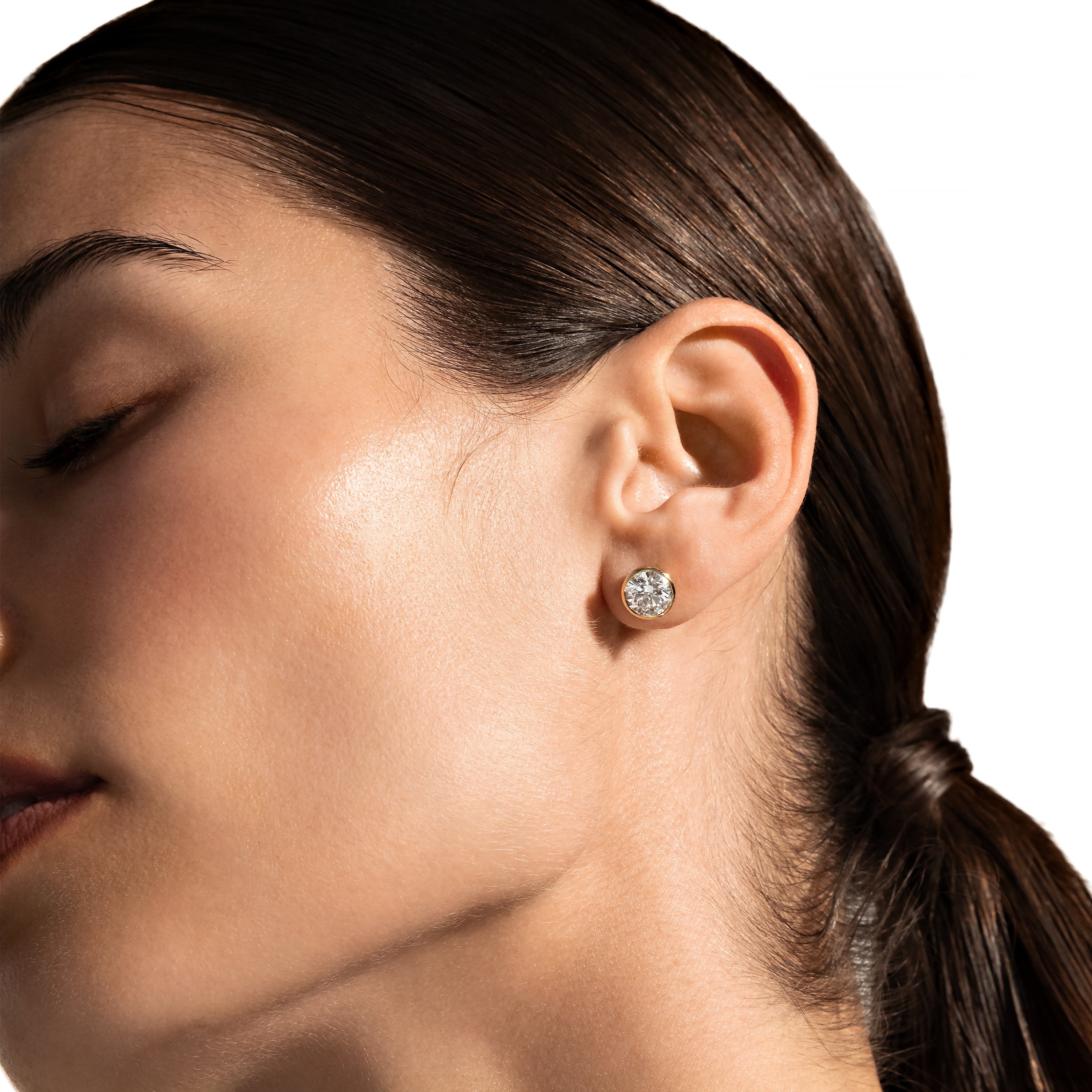 Bezel Set Lab Diamond Round Brilliant Studs