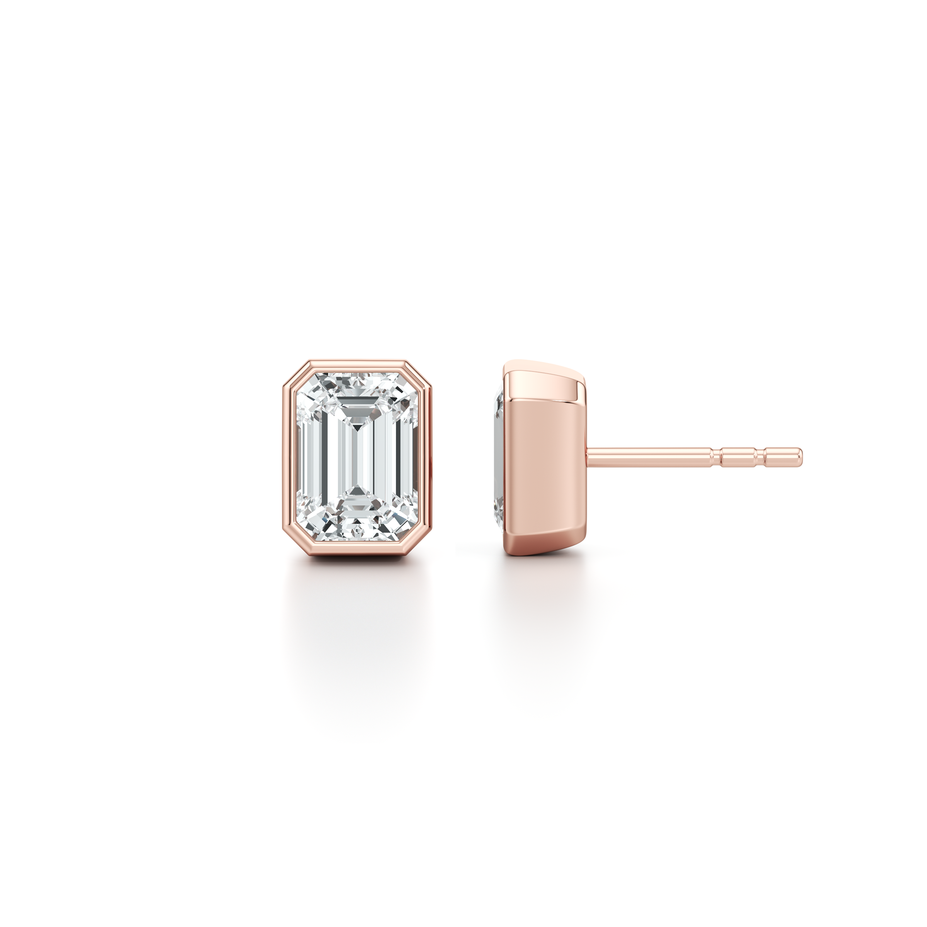 Bezel Set Lab Diamond Emerald Studs