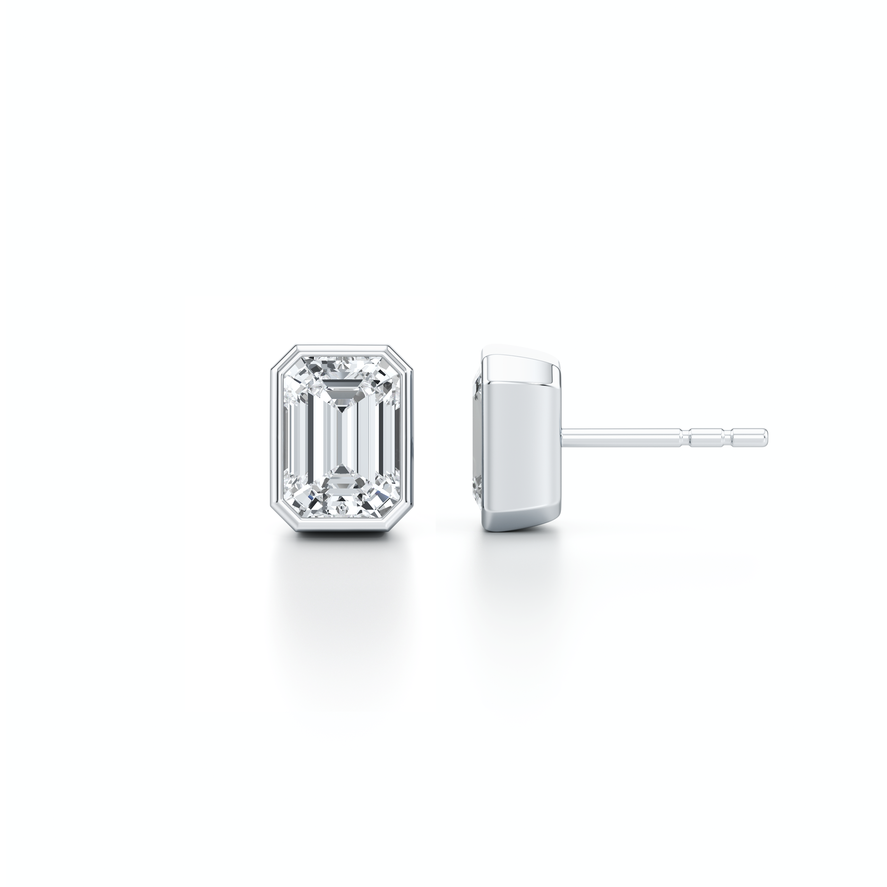 Bezel Set Lab Diamond Emerald Studs