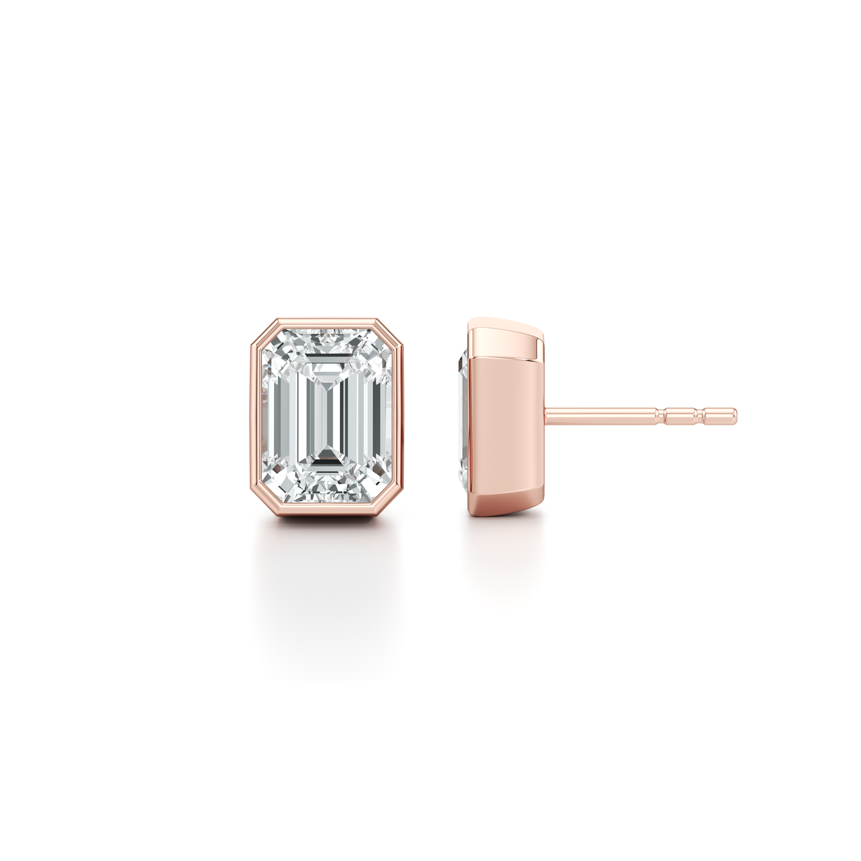 Bezel Set Lab Diamond Emerald Studs