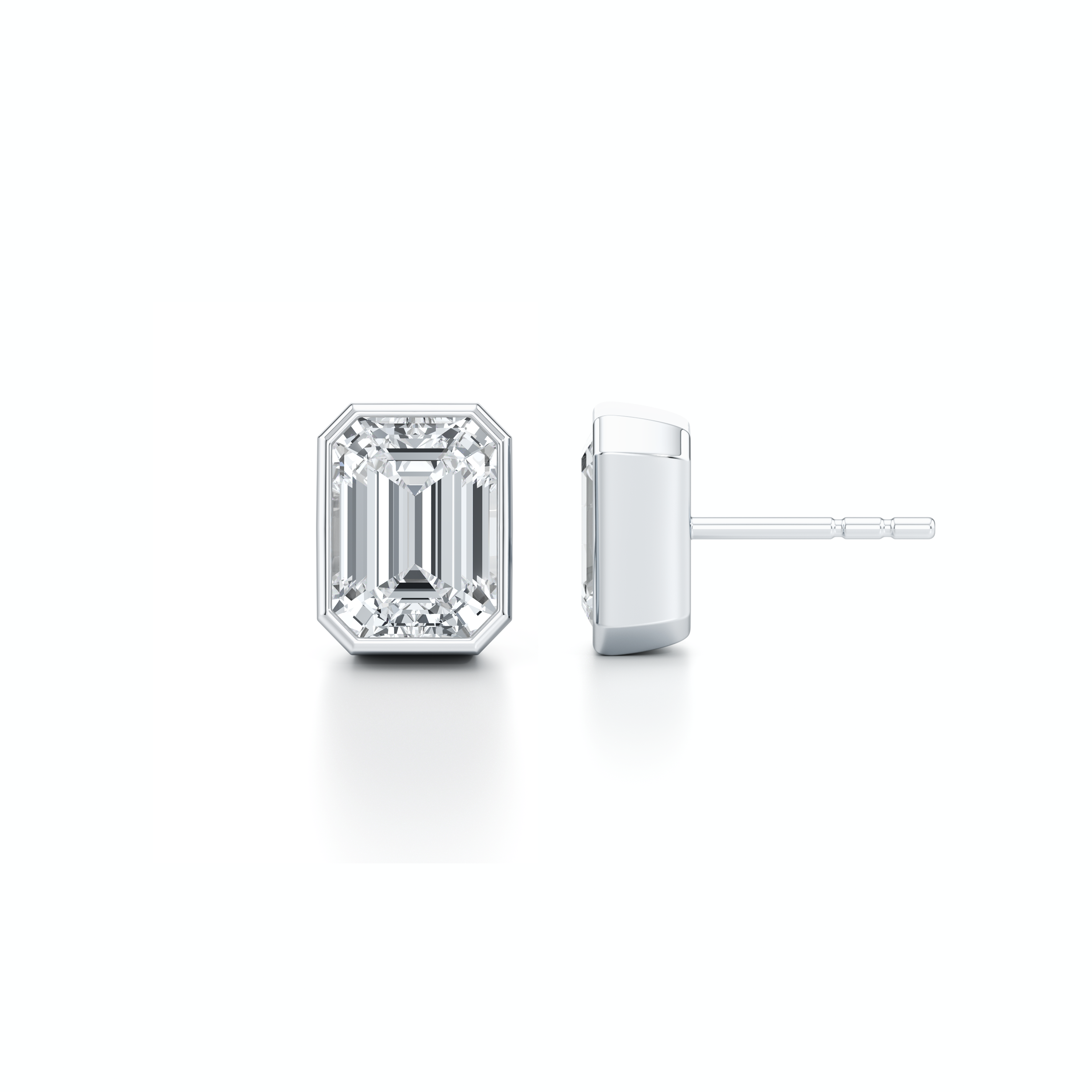 Bezel Set Lab Diamond Emerald Studs