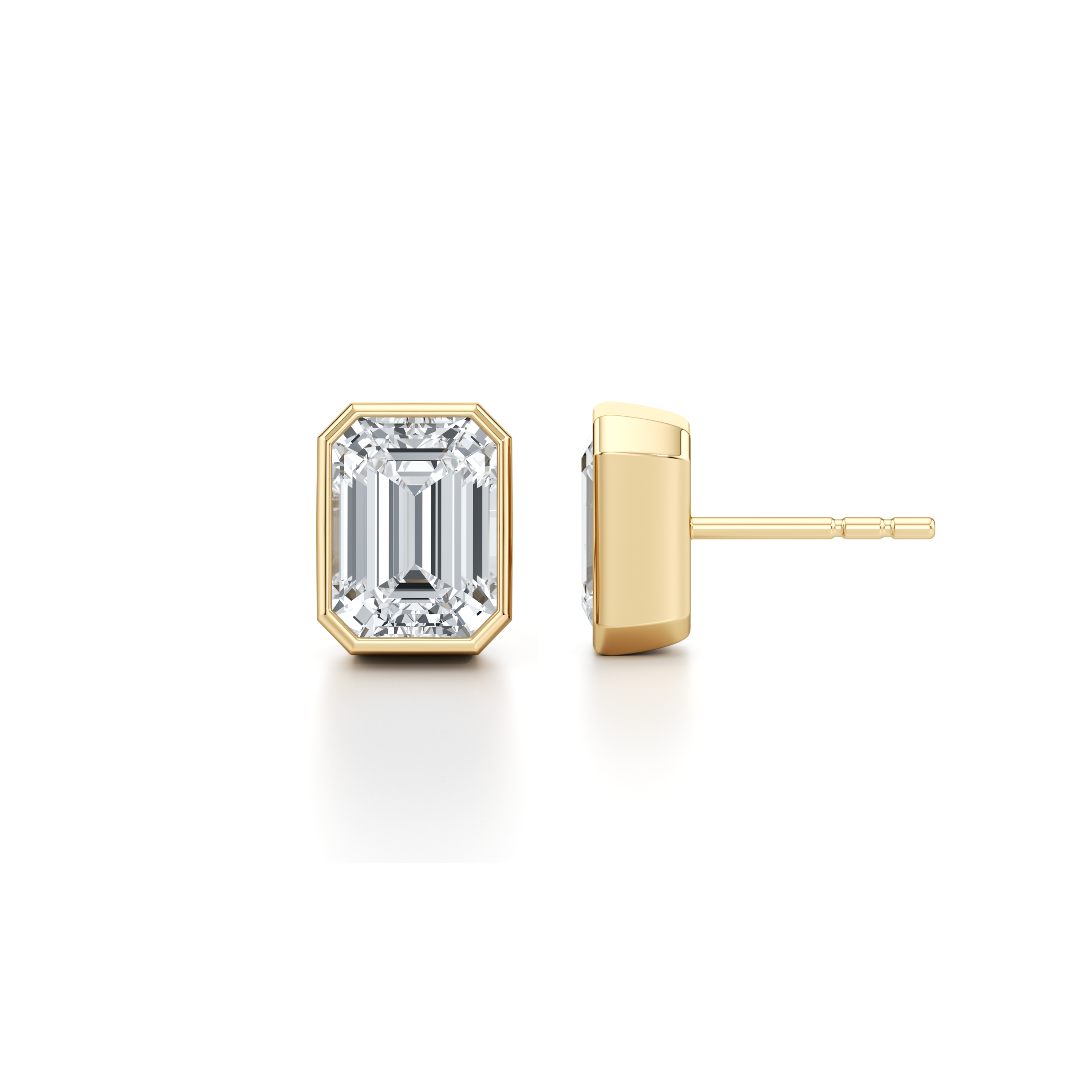 Bezel Set Lab Diamond Emerald Studs