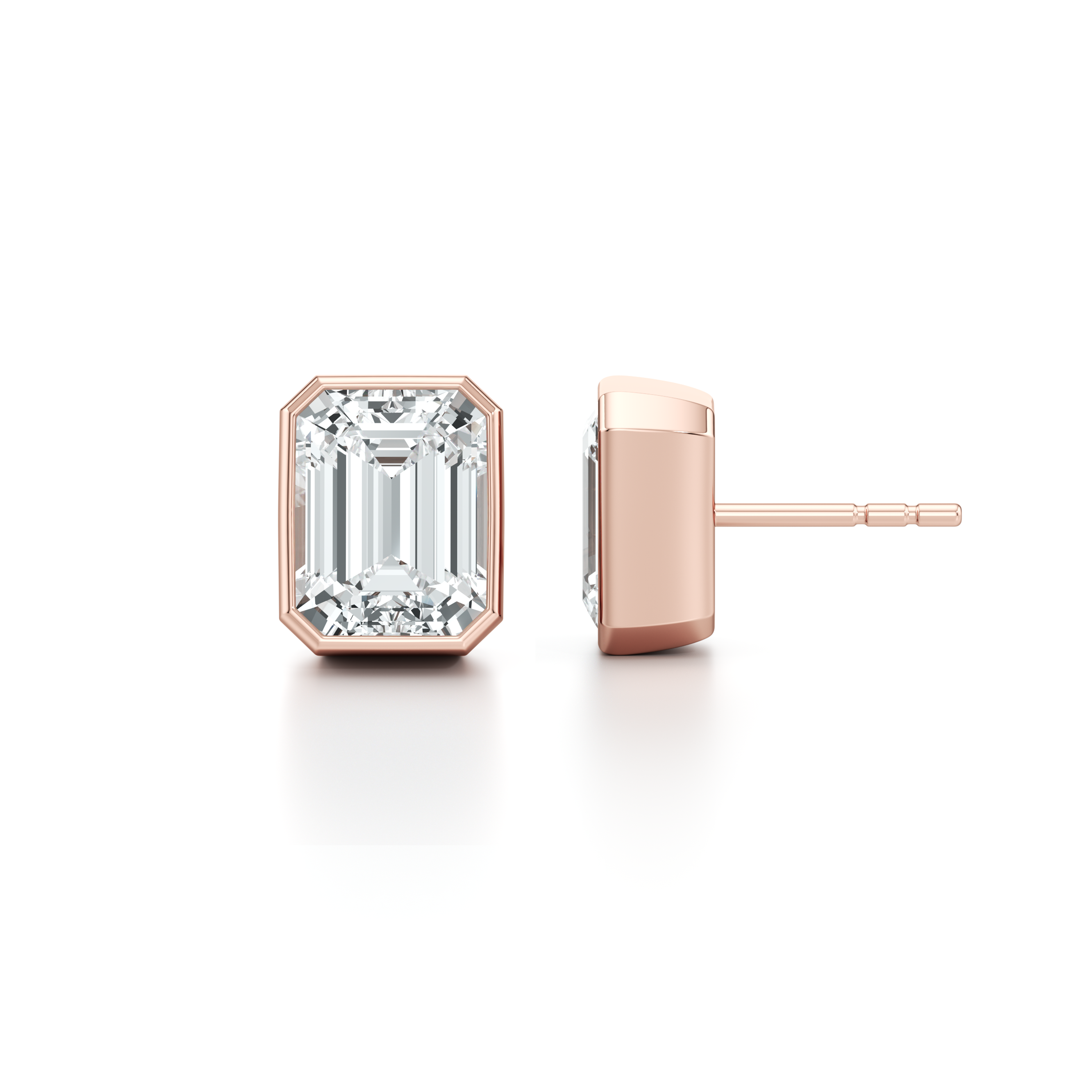 Bezel Set Lab Diamond Emerald Studs