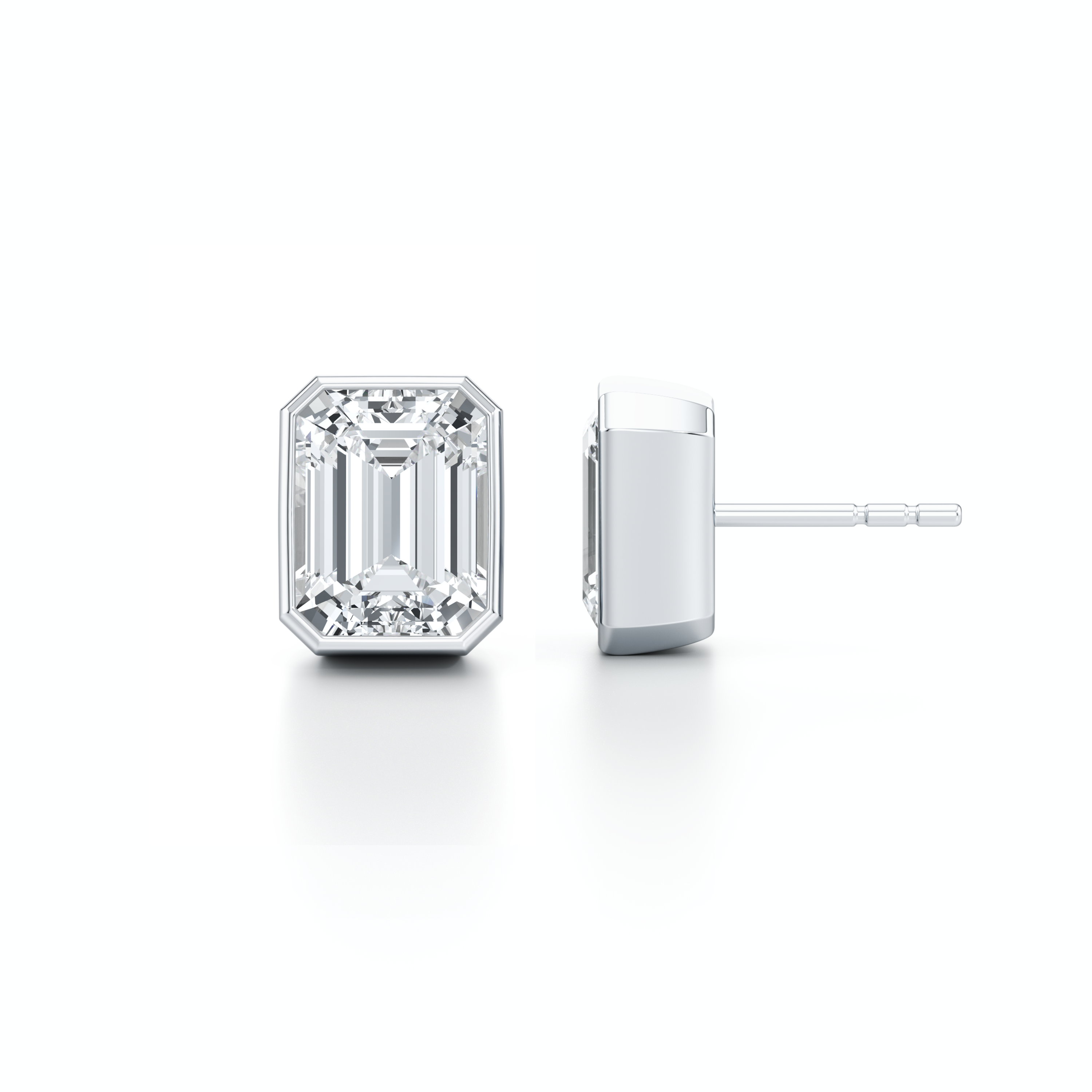 Bezel Set Lab Diamond Emerald Studs