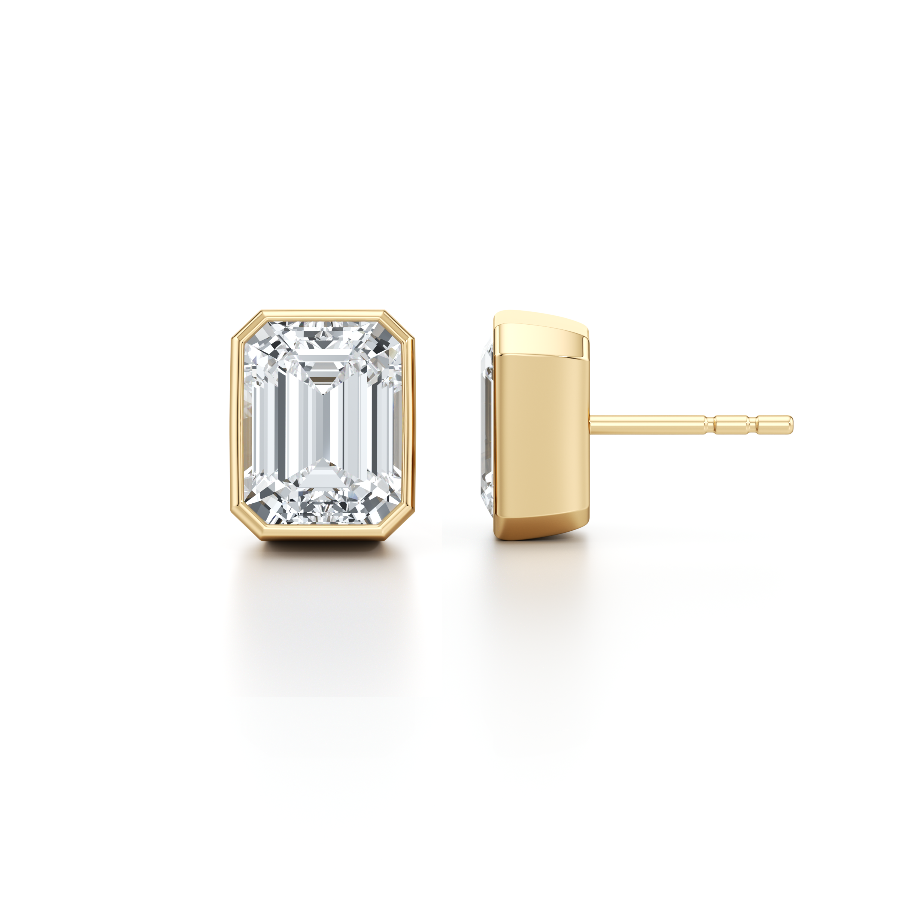 Bezel Set Lab Diamond Emerald Studs