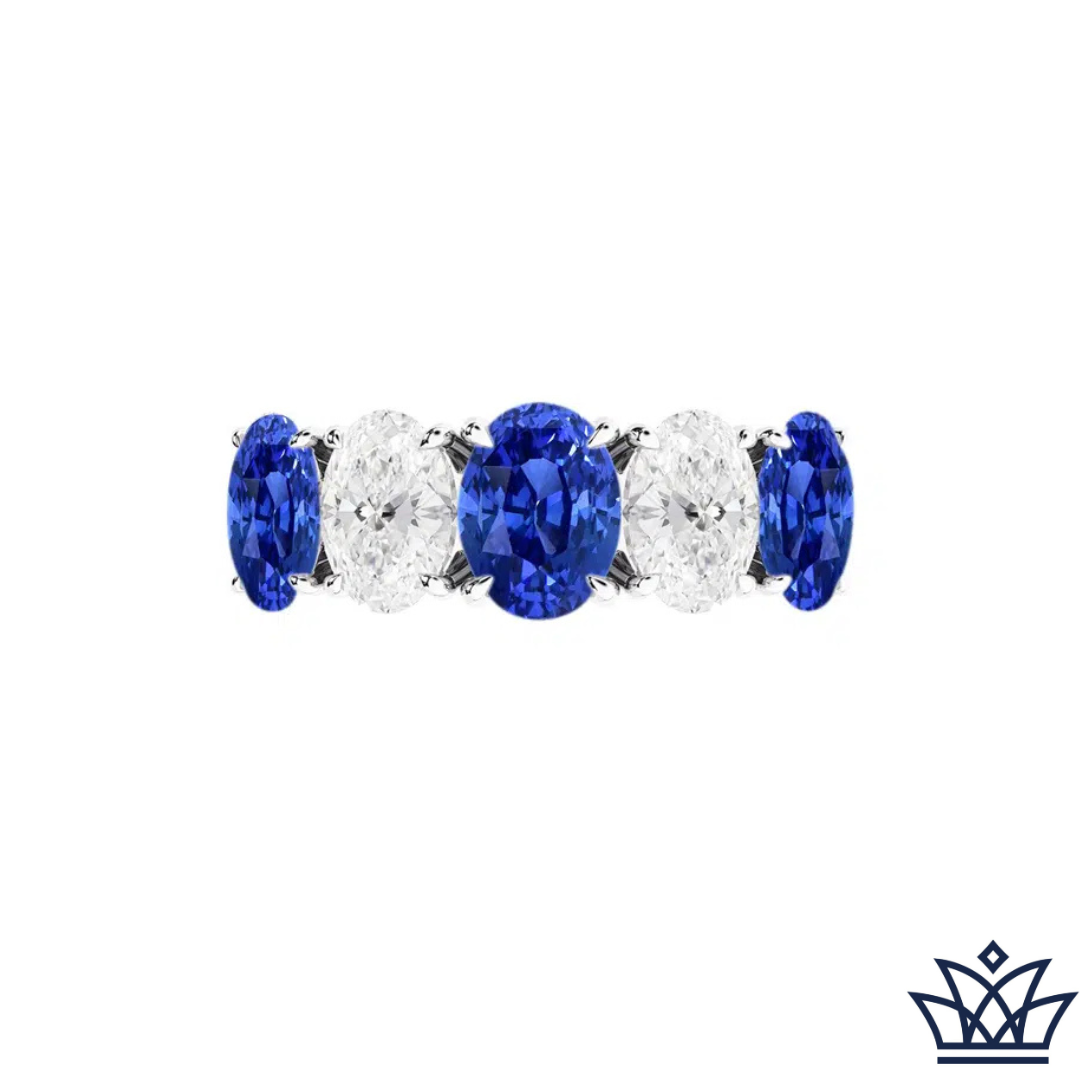 Five Stone Sapphire and Diamond Ring