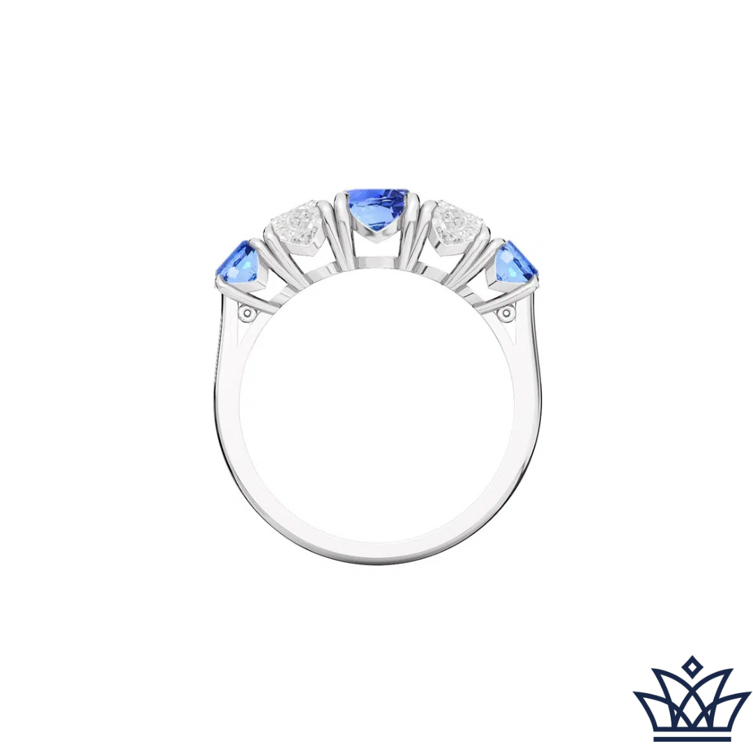 Five Stone Sapphire and Diamond Ring
