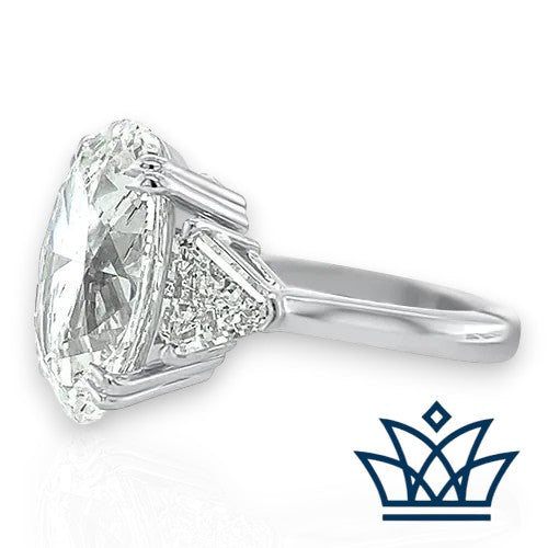 6.19 Carats Oval Diamond & 2 Trillion Cut Diamonds