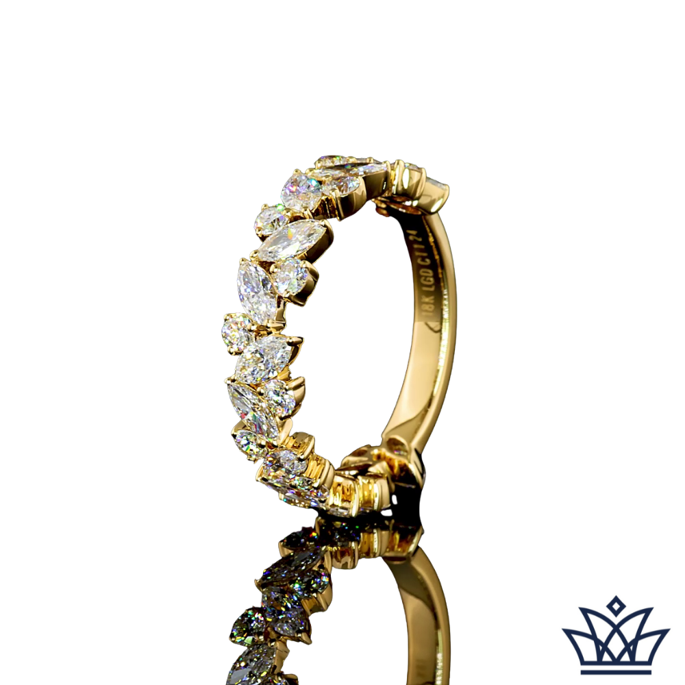 1.24 Cts 18K YELLOW GOLD MIX Shape 3/4 Band Eternity