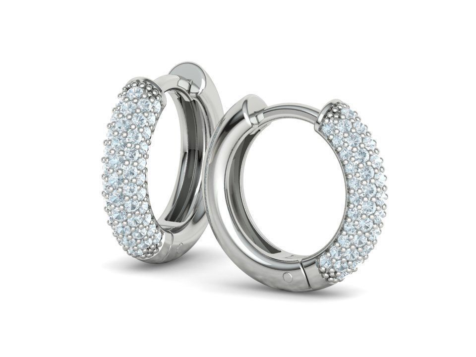 15mm Diamond Hoop Earrings Round Hoops
