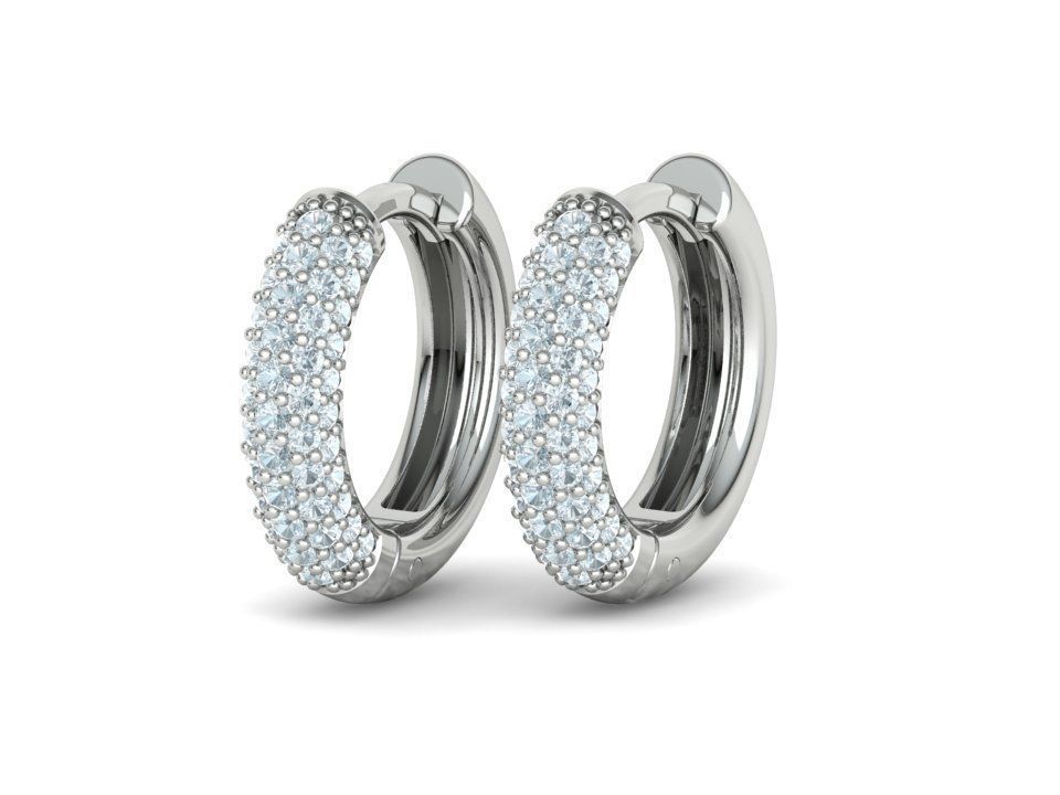 15mm Diamond Hoop Earrings Round Hoops