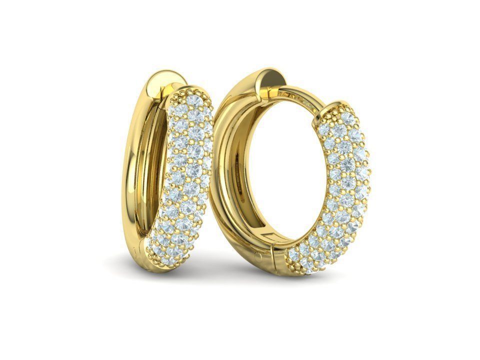 15mm Diamond Hoop Earrings Round Hoops