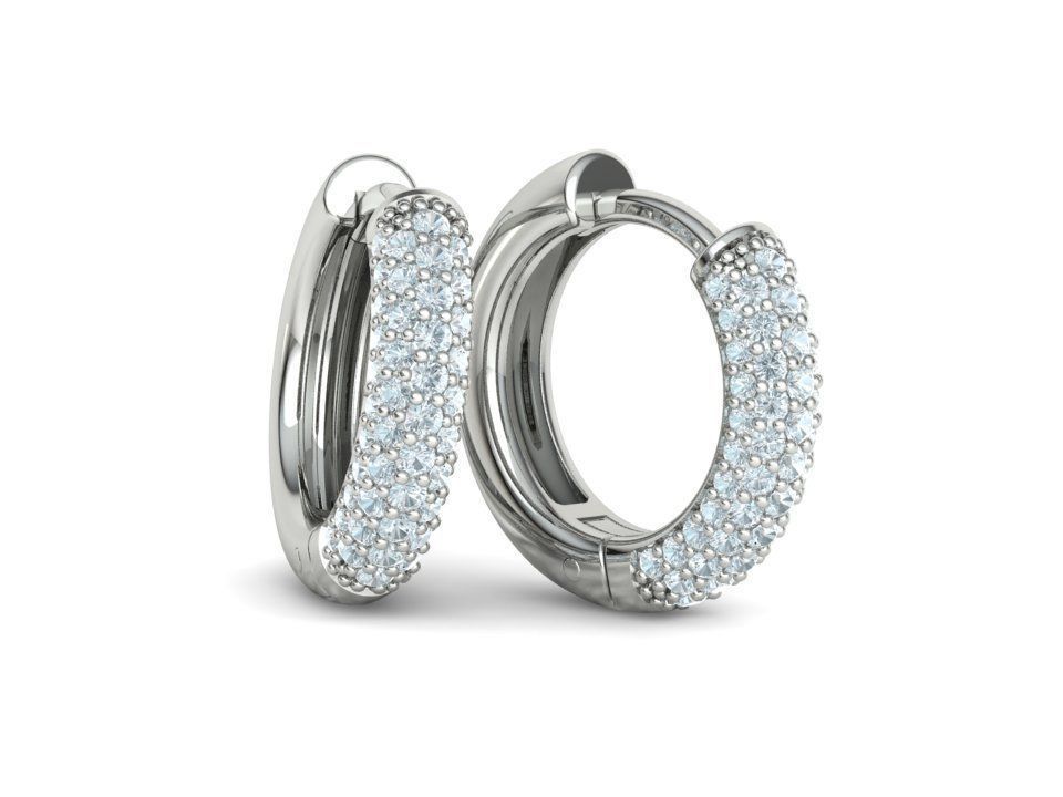 15mm Diamond Hoop Earrings Round Hoops